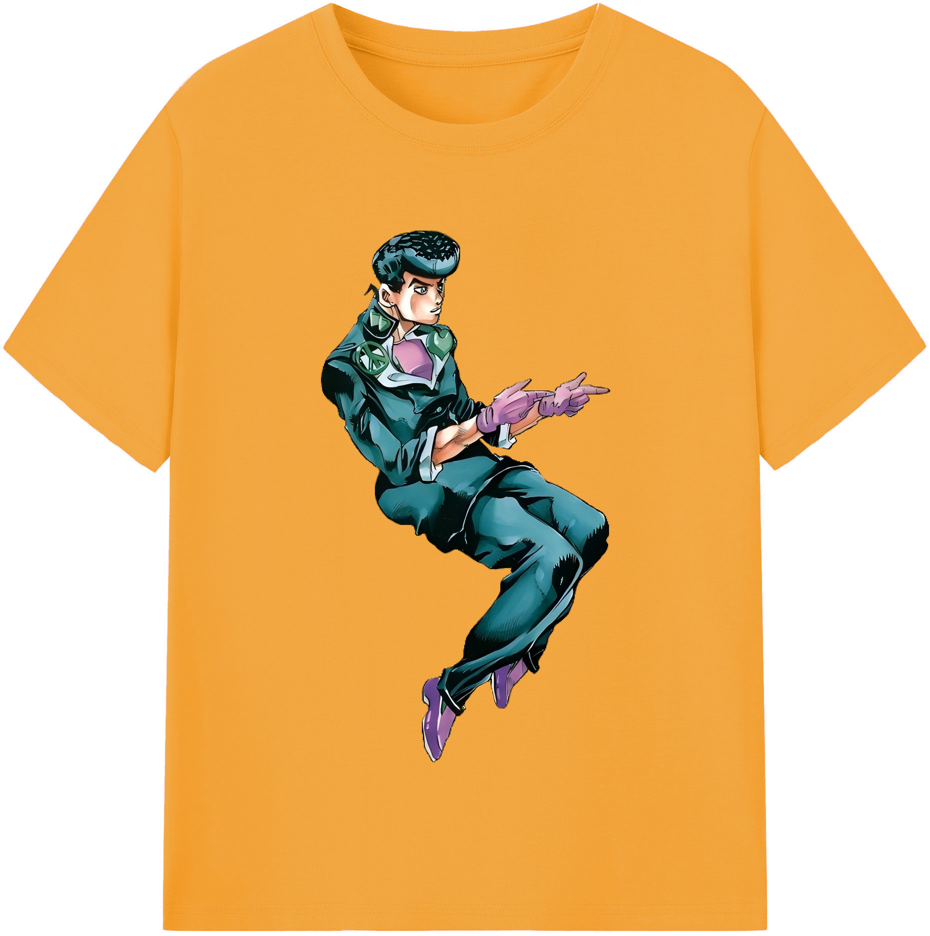 （画像用） ジョジョの奇妙な冒険 ひがしかた じょうすけ JoJo's Bizarre Adventure Higashikata Josuke 綿100％半袖Tシャツ（フロントプリント）