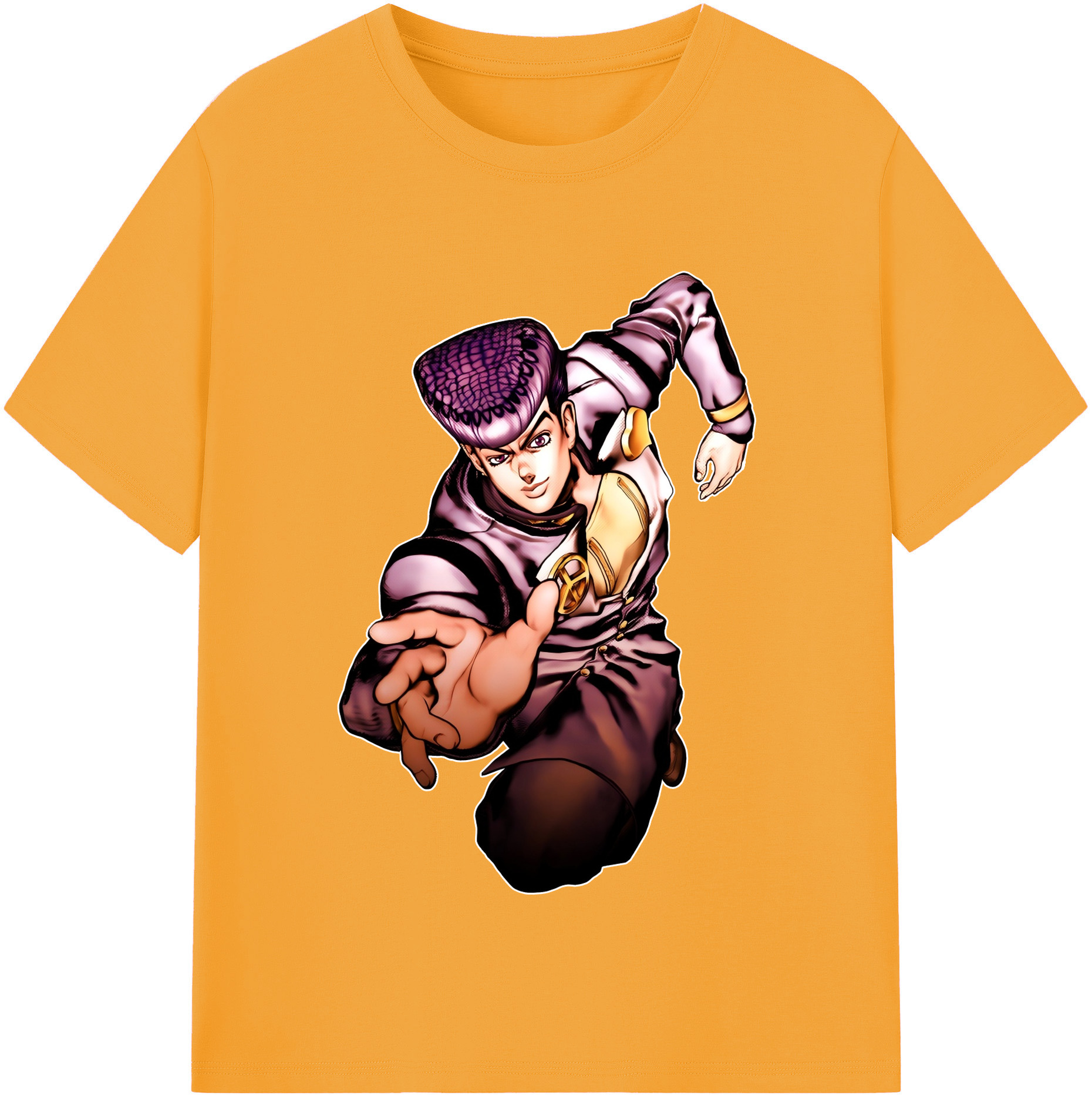 （画像用） ジョジョの奇妙な冒険 ひがしかた じょうすけ JoJo's Bizarre Adventure Higashikata Josuke 綿100％半袖Tシャツ（フロントプリント）