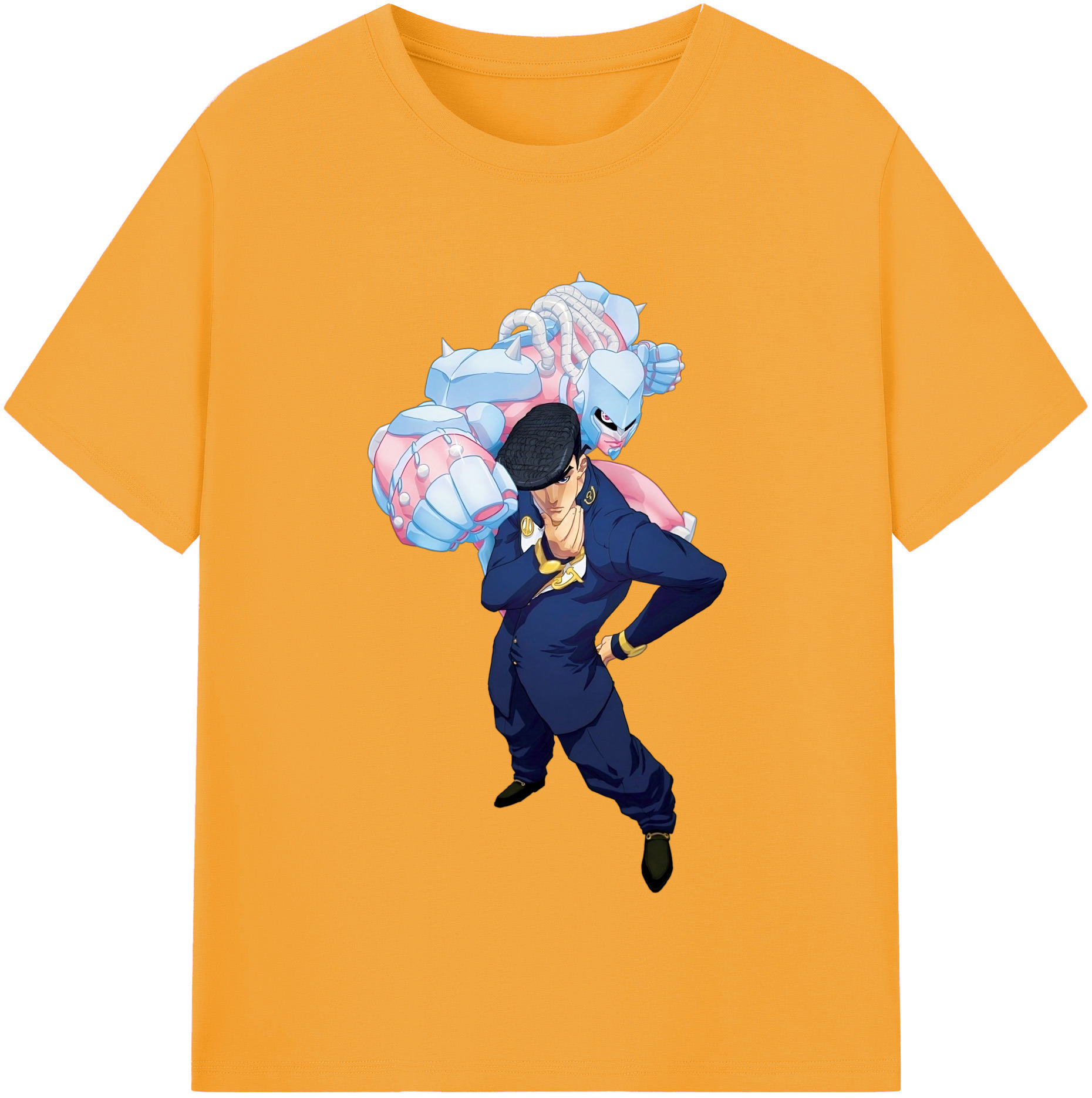 （画像用） ジョジョの奇妙な冒険 ひがしかた じょうすけ JoJo's Bizarre Adventure Higashikata Josuke 綿100％半袖Tシャツ（フロントプリント）