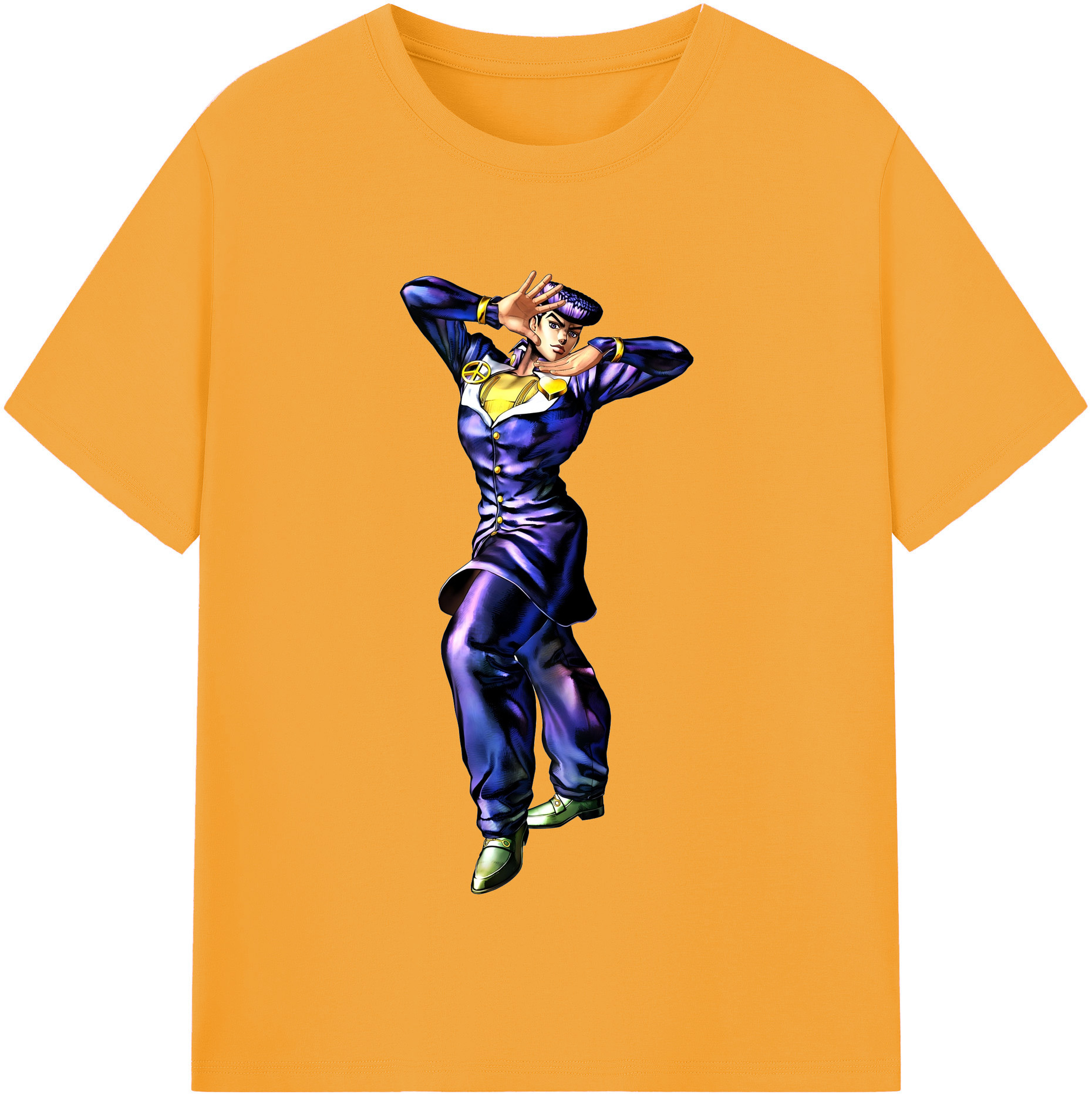 （画像用） ジョジョの奇妙な冒険 ひがしかた じょうすけ JoJo's Bizarre Adventure Higashikata Josuke 綿100％半袖Tシャツ（フロントプリント）