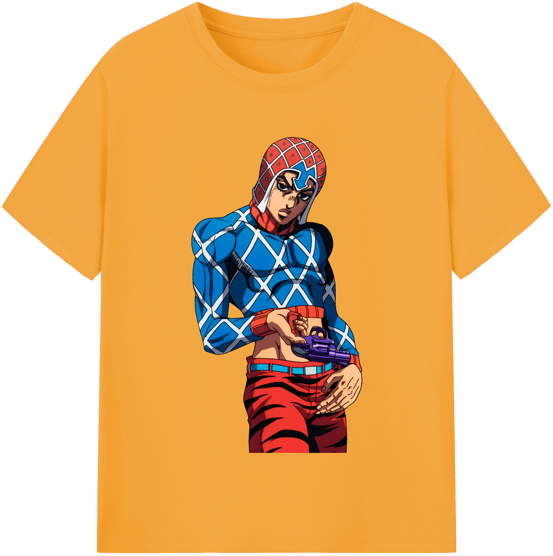 （画像用） ジョジョの奇妙な冒険 グイード?ミスタ JoJo's Bizarre Adventure Guido Mista 綿100％半袖Tシャツ（フロントプリント）