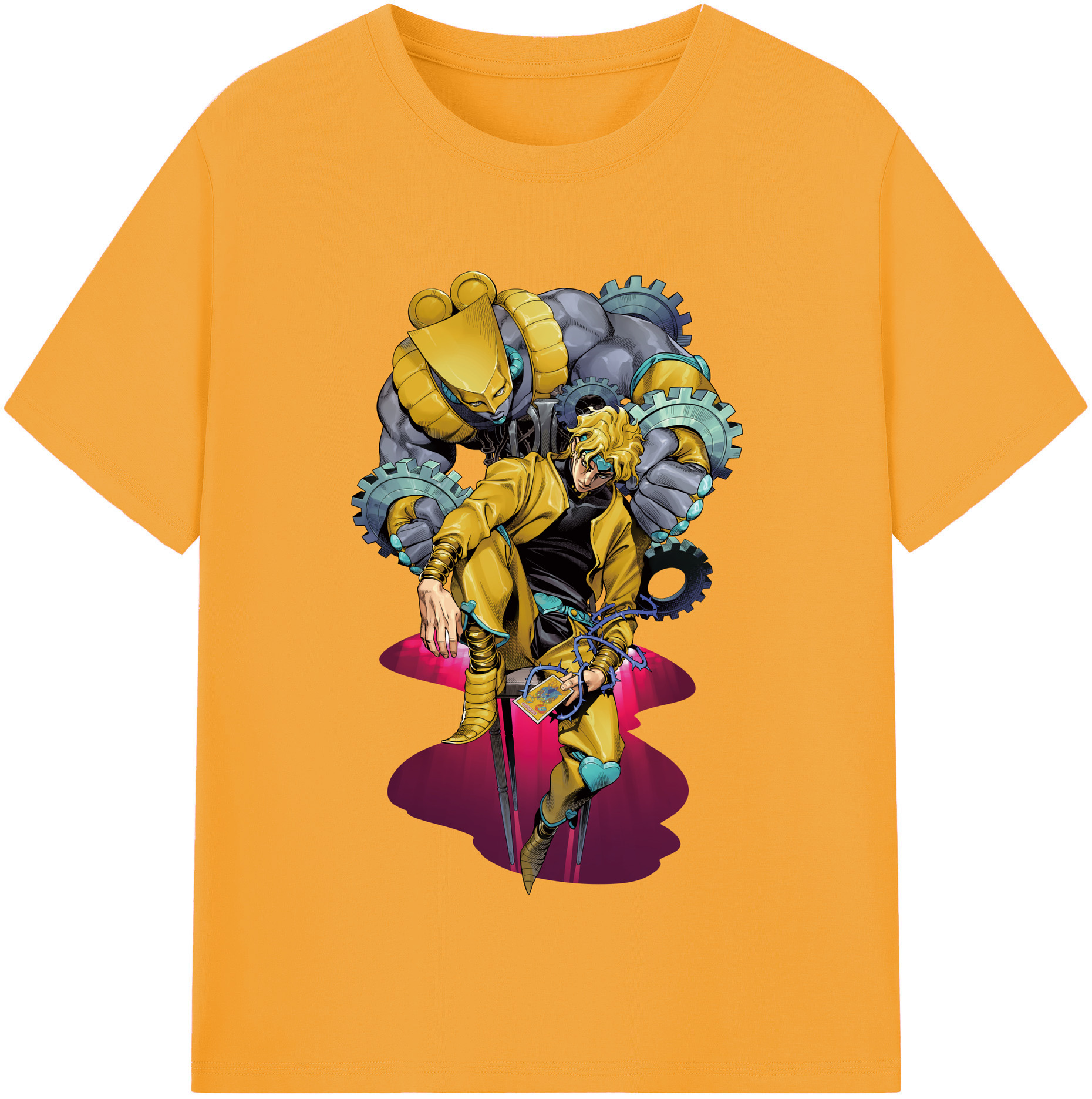 （画像用） ジョジョの奇妙な冒険 ディオ?ブランドー JoJo's Bizarre Adventure Dio Brando 綿100％半袖Tシャツ（フロントプリント）