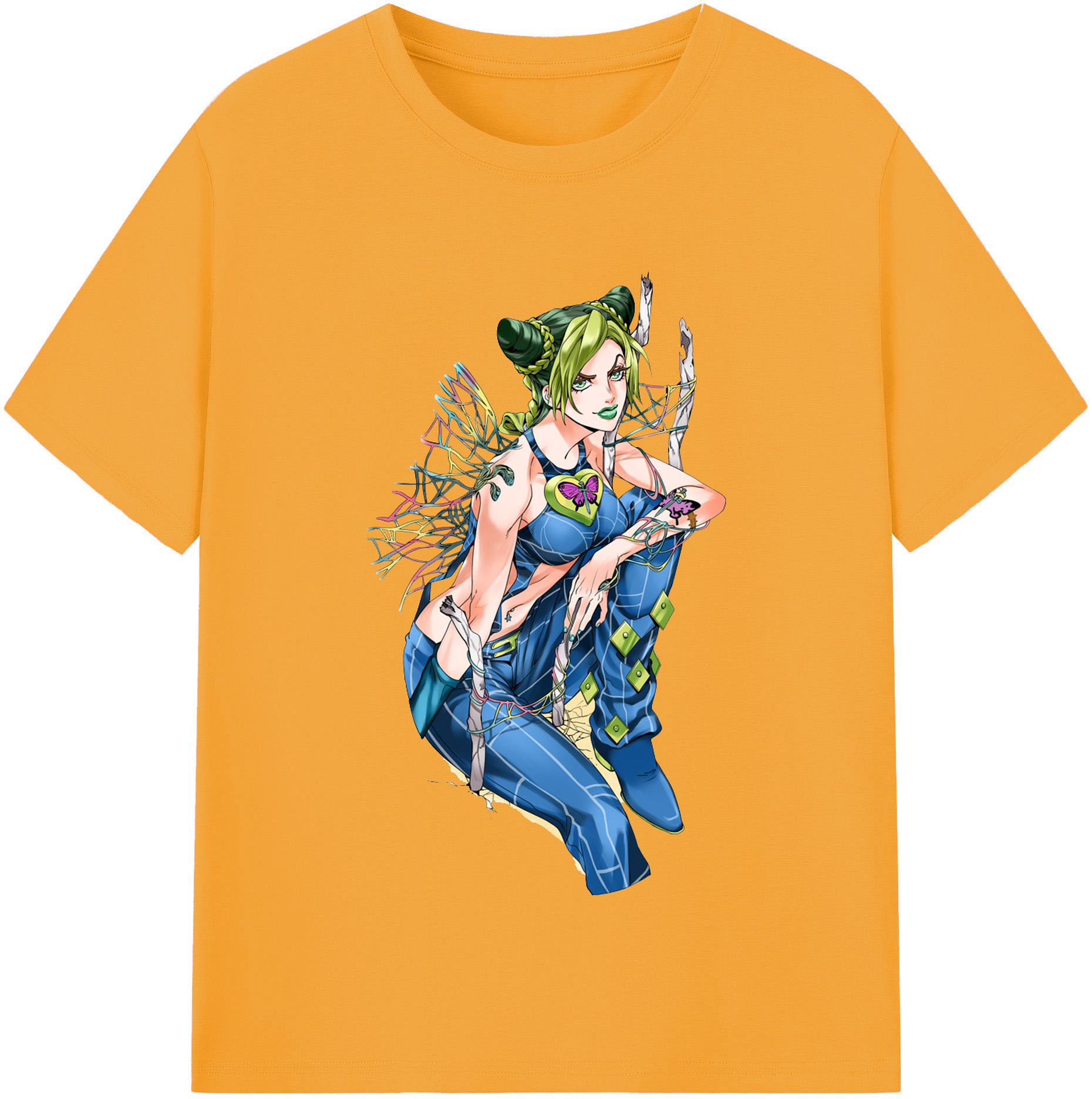 （画像用） "ジョジョの奇妙な冒険 くうじょう ジョリーン JoJo's Bizarre Adventure Jolyne Cujoh " 綿100％半袖Tシャツ（フロントプリント）