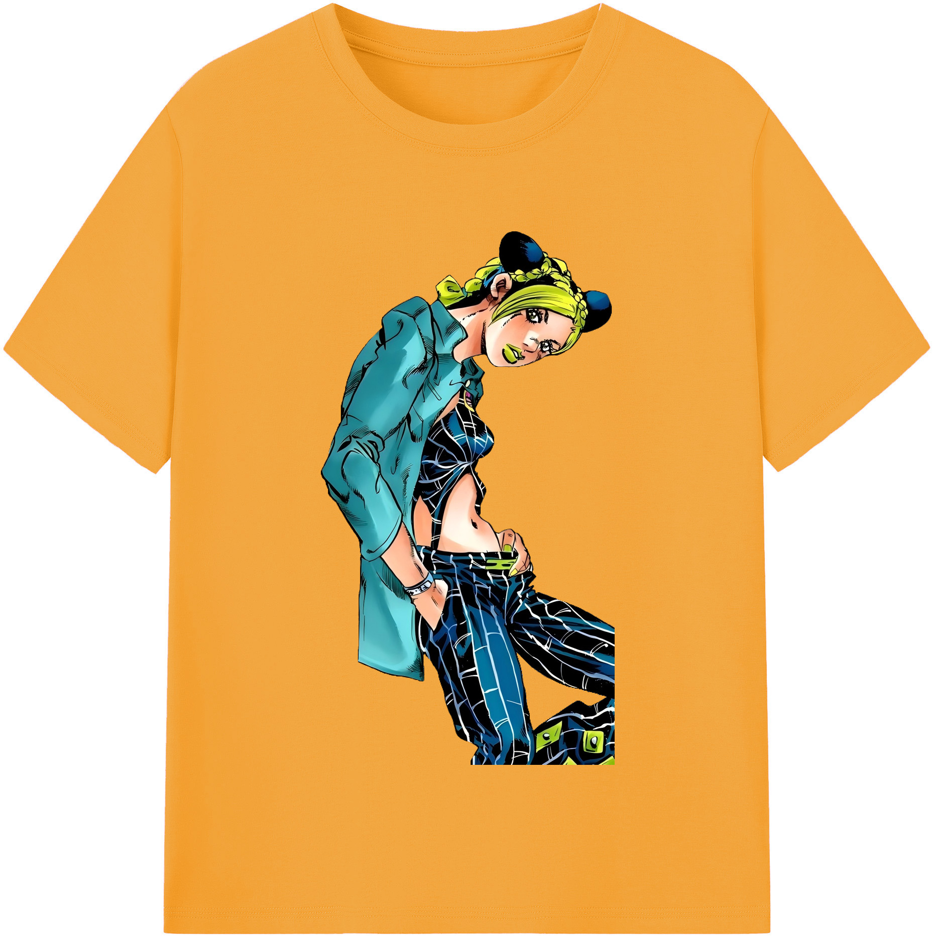 （画像用） "ジョジョの奇妙な冒険 くうじょう ジョリーン JoJo's Bizarre Adventure Jolyne Cujoh " 綿100％半袖Tシャツ（フロントプリント）