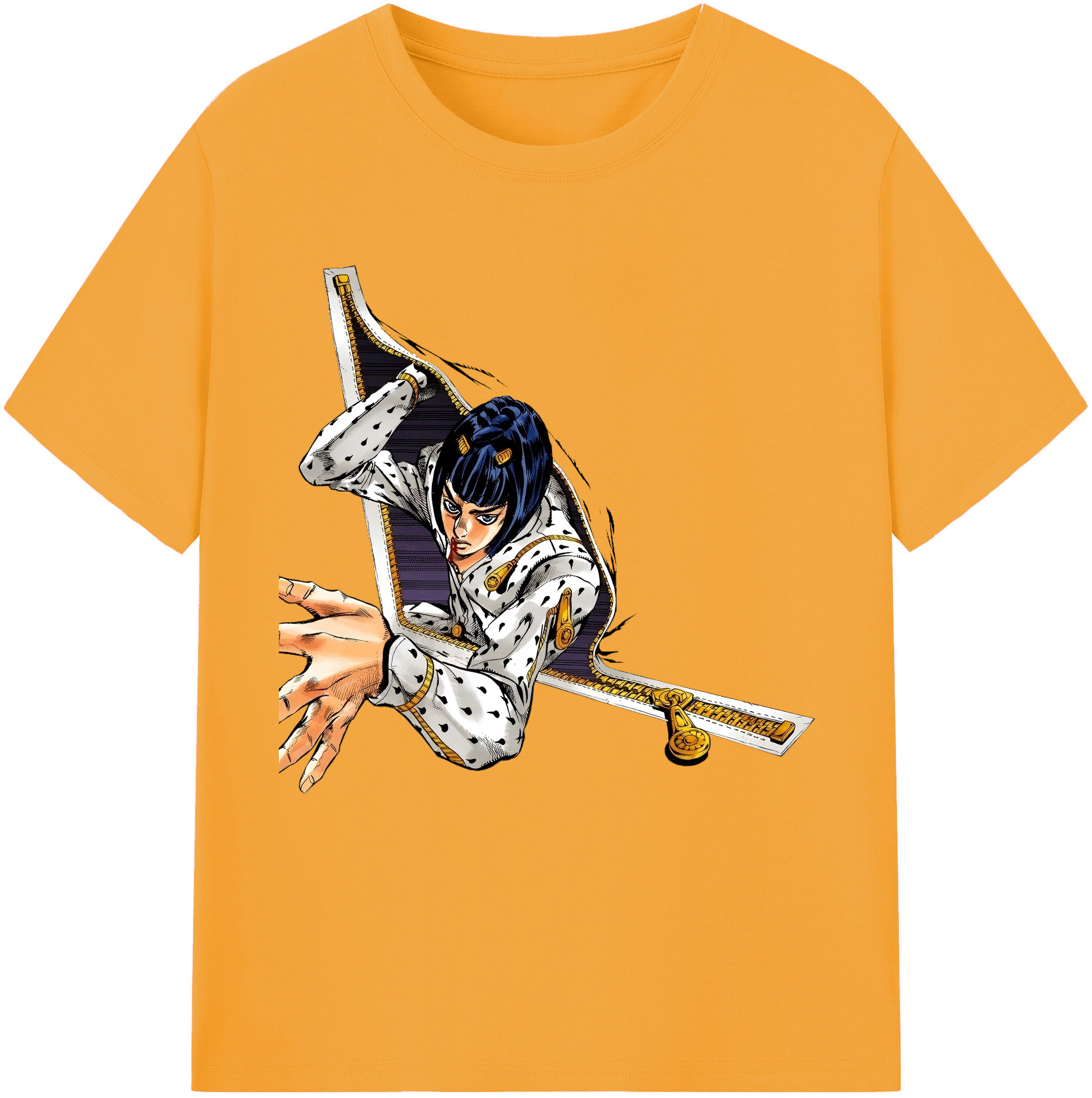 （画像用） ジョジョの奇妙な冒険 ブローノ?ブチャラティ JoJo's Bizarre Adventure Bruno Bucciarati 綿100％半袖Tシャツ（フロントプリント）