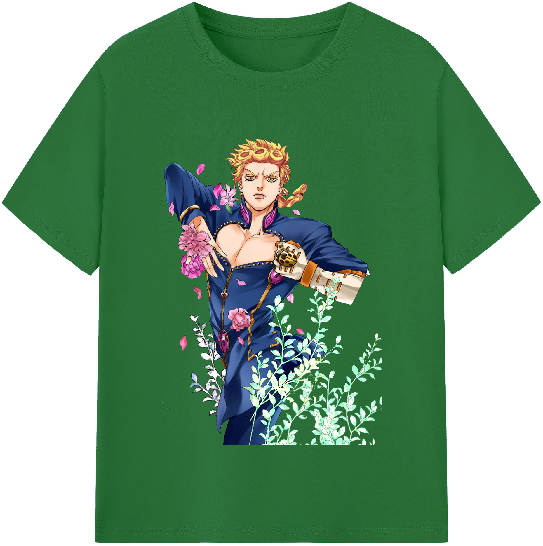 （画像用） ジョジョの奇妙な冒険 ジョルノ?ジョバァーナ JoJo's Bizarre Adventure Giorno Giovanna 綿100％半袖Tシャツ（フロントプリント）