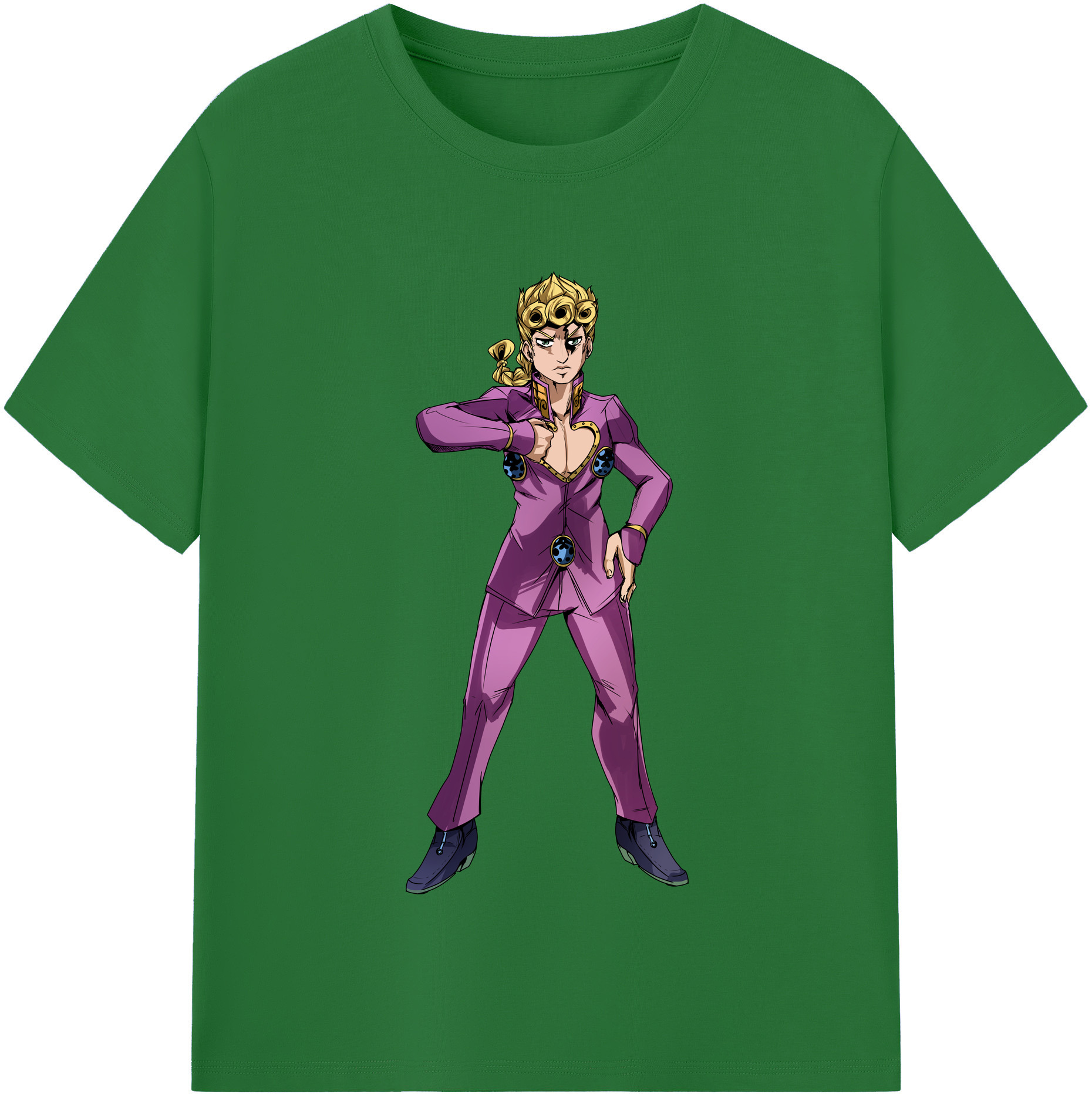 （画像用） ジョジョの奇妙な冒険 ジョルノ?ジョバァーナ JoJo's Bizarre Adventure Giorno Giovanna 綿100％半袖Tシャツ（フロントプリント）