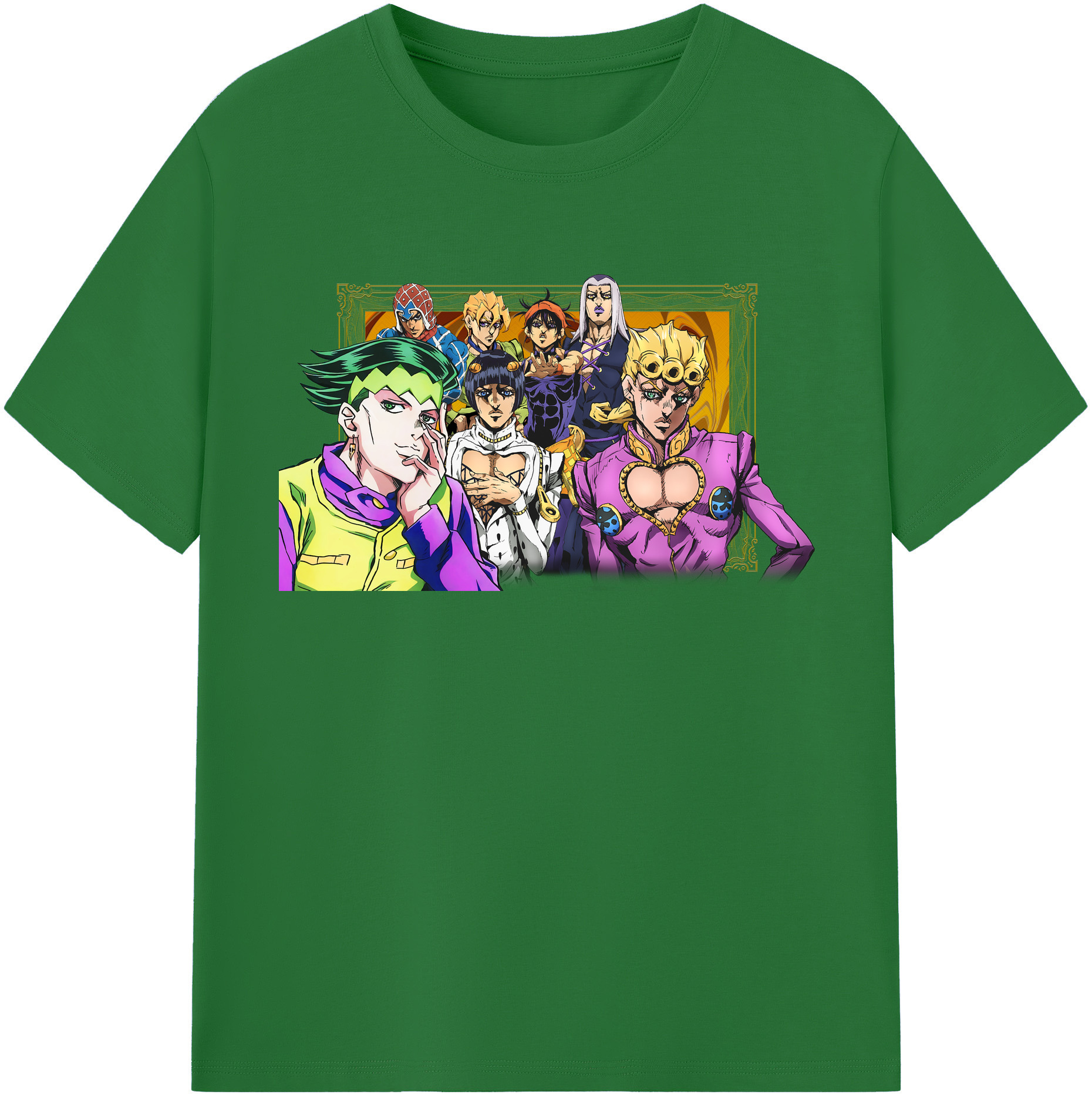 （画像用） ジョジョの奇妙な冒険 ジョルノ?ジョバァーナ JoJo's Bizarre Adventure Giorno Giovanna 綿100％半袖Tシャツ（フロントプリント）
