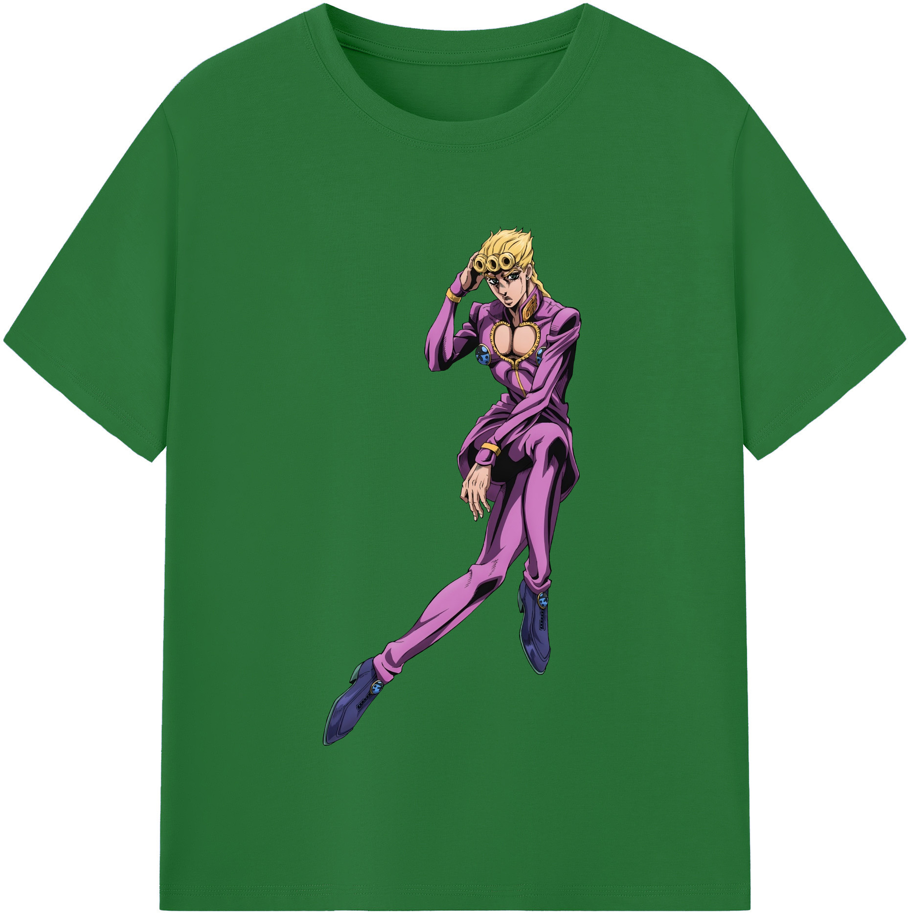 （画像用） ジョジョの奇妙な冒険 ジョルノ?ジョバァーナ JoJo's Bizarre Adventure Giorno Giovanna 綿100％半袖Tシャツ（フロントプリント）