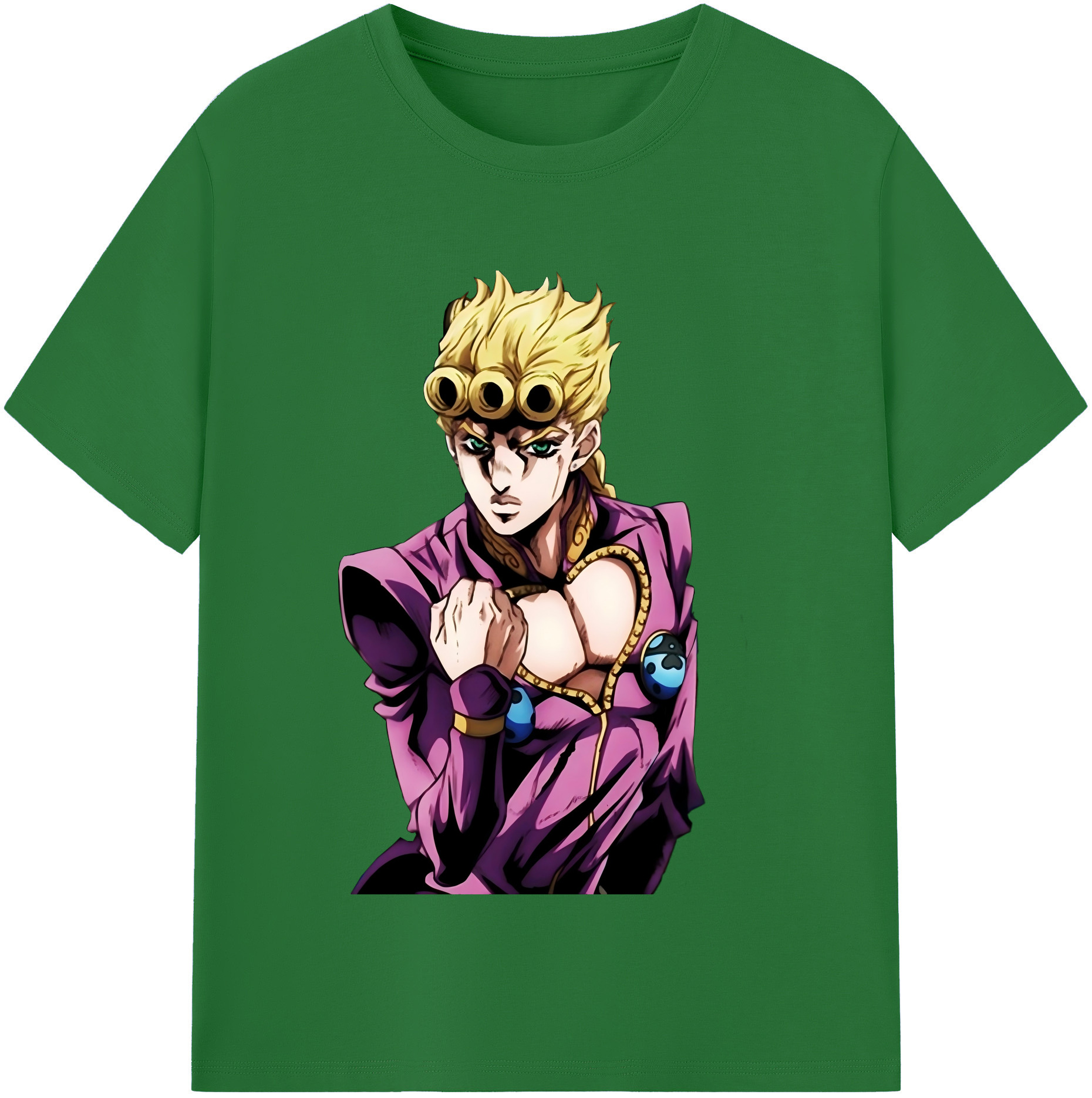 （画像用） ジョジョの奇妙な冒険 ジョルノ?ジョバァーナ JoJo's Bizarre Adventure Giorno Giovanna 綿100％半袖Tシャツ（フロントプリント）