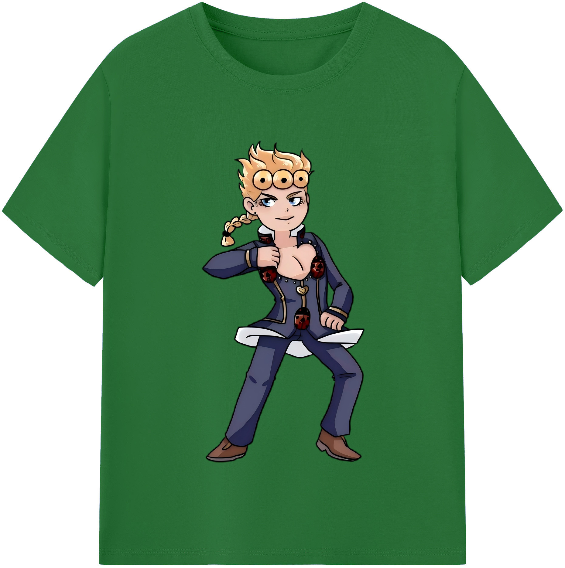 （画像用） ジョジョの奇妙な冒険 ジョルノ?ジョバァーナ JoJo's Bizarre Adventure Giorno Giovanna 綿100％半袖Tシャツ（フロントプリント）