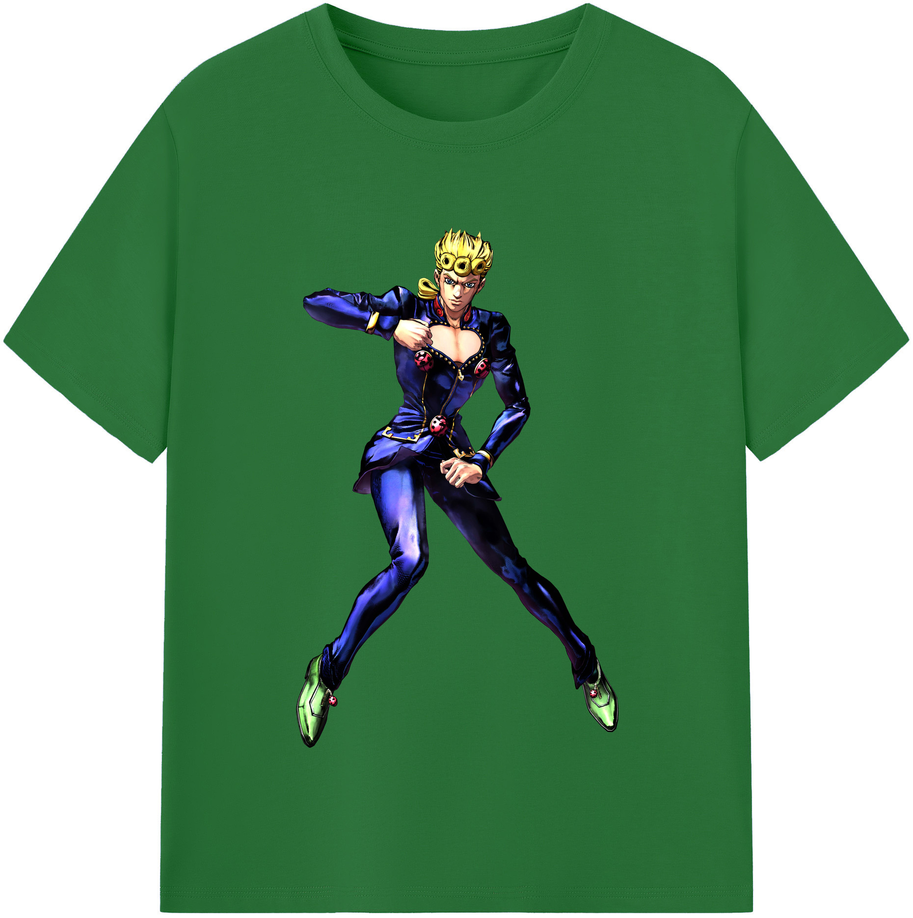 （画像用） ジョジョの奇妙な冒険 ジョルノ?ジョバァーナ JoJo's Bizarre Adventure Giorno Giovanna 綿100％半袖Tシャツ（フロントプリント）