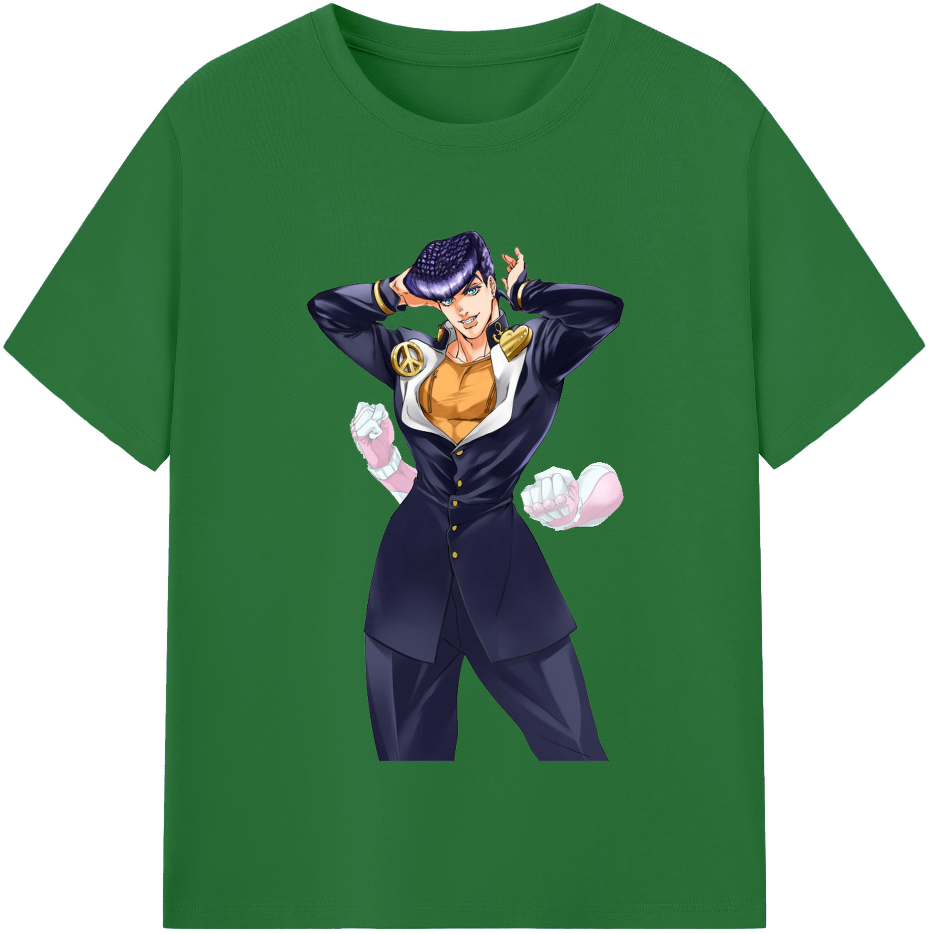 （画像用） ジョジョの奇妙な冒険 ひがしかた じょうすけ JoJo's Bizarre Adventure Higashikata Josuke 綿100％半袖Tシャツ（フロントプリント）