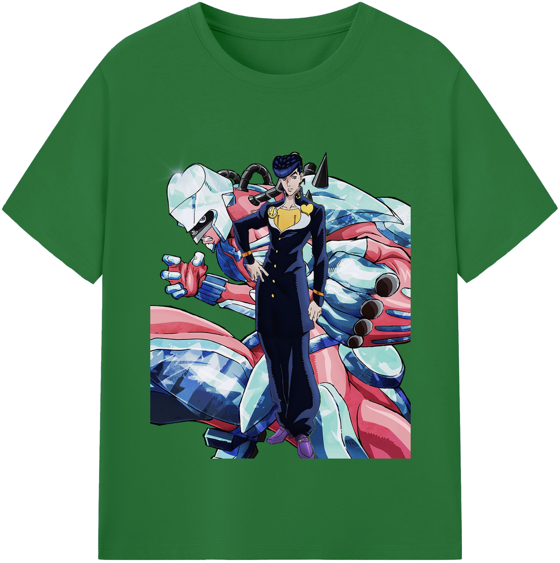 （画像用） ジョジョの奇妙な冒険 ひがしかた じょうすけ JoJo's Bizarre Adventure Higashikata Josuke 綿100％半袖Tシャツ（フロントプリント）