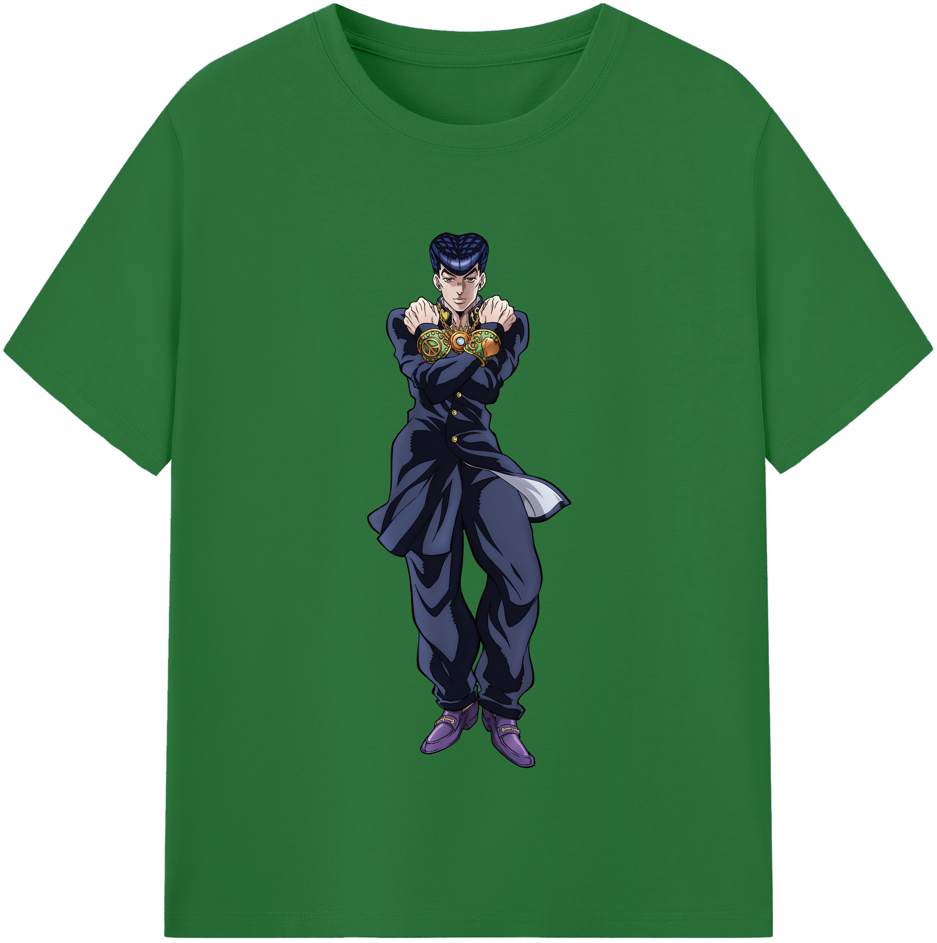（画像用） ジョジョの奇妙な冒険 ひがしかた じょうすけ JoJo's Bizarre Adventure Higashikata Josuke 綿100％半袖Tシャツ（フロントプリント）