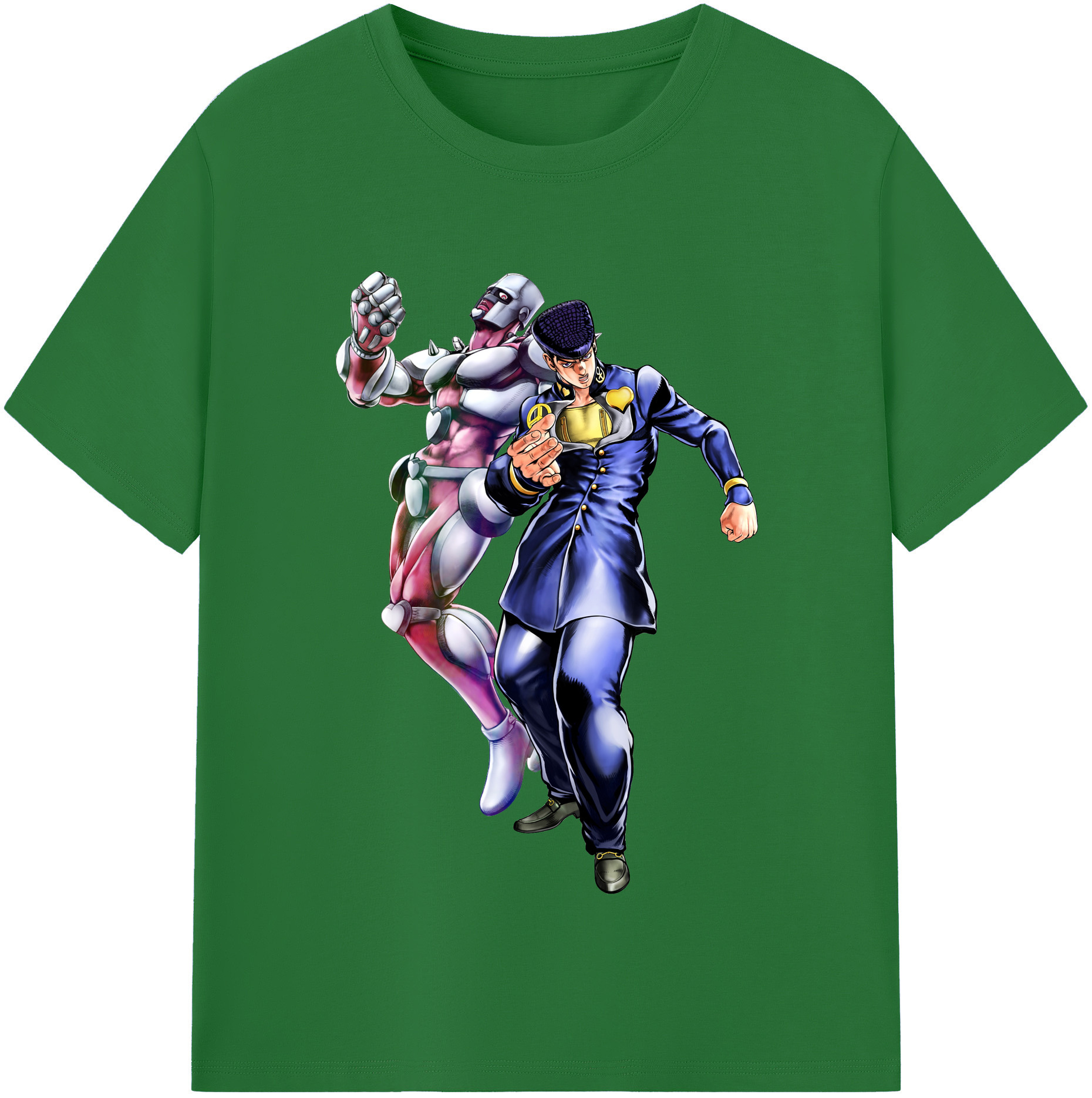 （画像用） ジョジョの奇妙な冒険 ひがしかた じょうすけ JoJo's Bizarre Adventure Higashikata Josuke 綿100％半袖Tシャツ（フロントプリント）