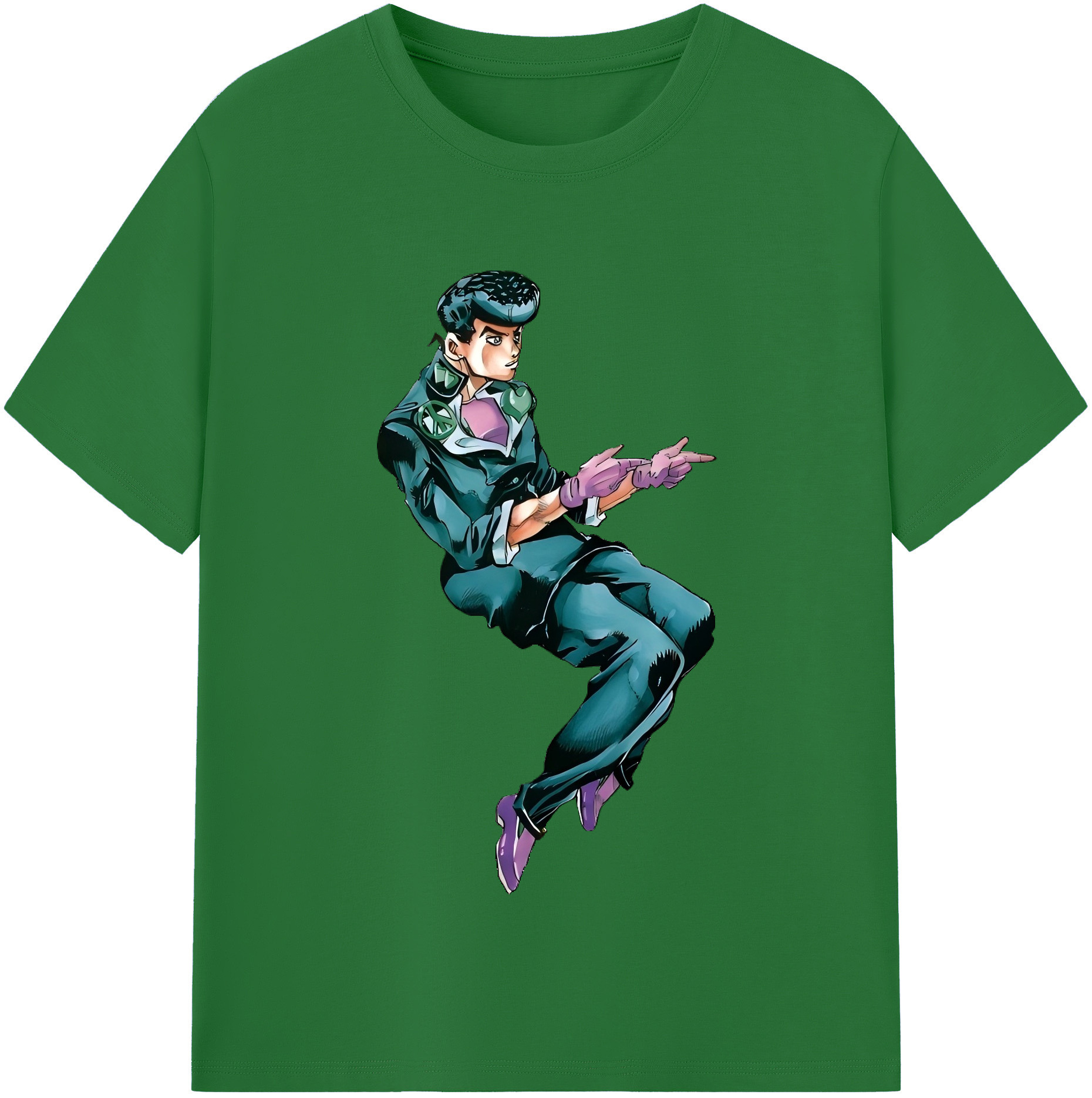 （画像用） ジョジョの奇妙な冒険 ひがしかた じょうすけ JoJo's Bizarre Adventure Higashikata Josuke 綿100％半袖Tシャツ（フロントプリント）