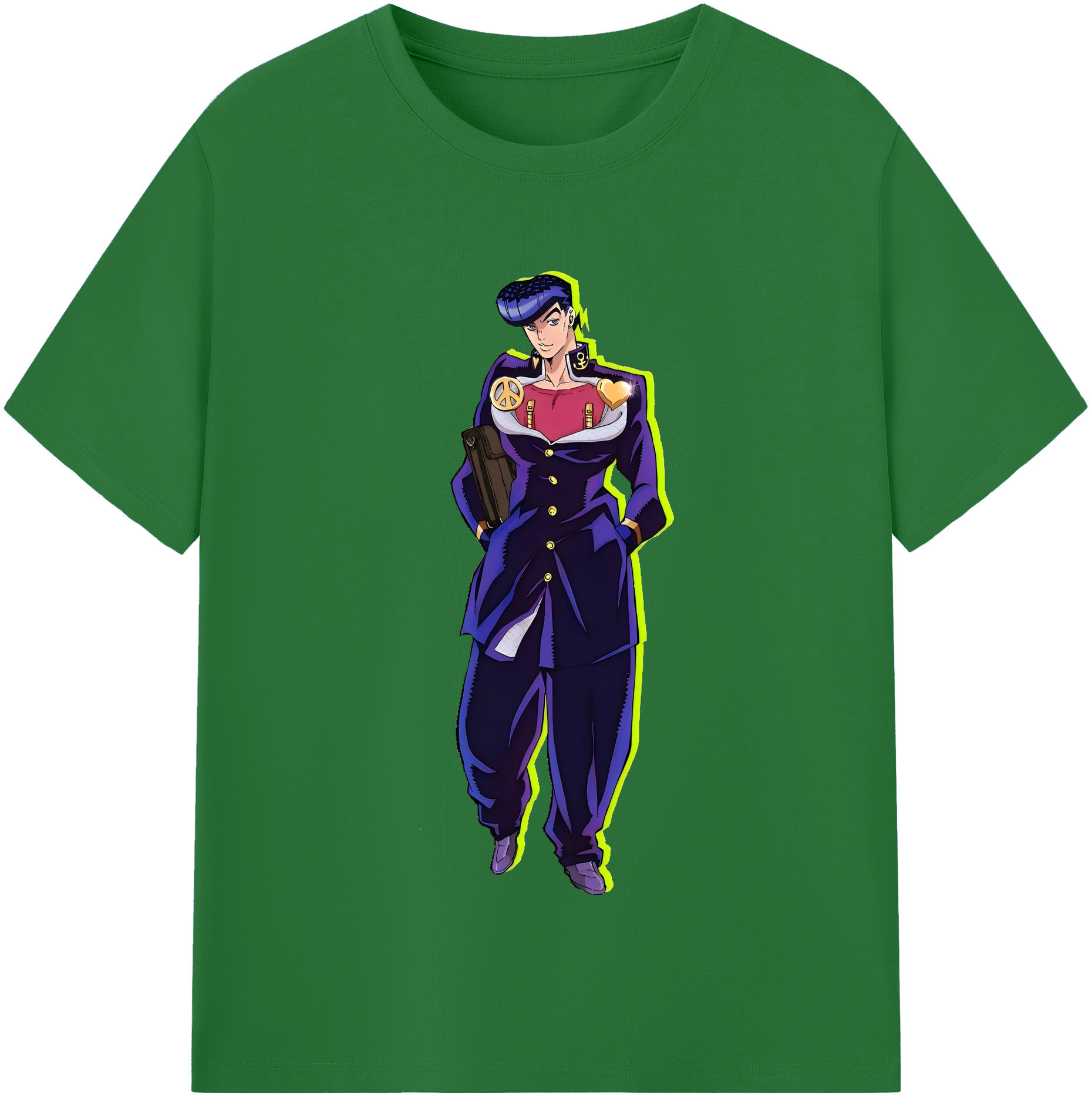 （画像用） ジョジョの奇妙な冒険 ひがしかた じょうすけ JoJo's Bizarre Adventure Higashikata Josuke 綿100％半袖Tシャツ（フロントプリント）