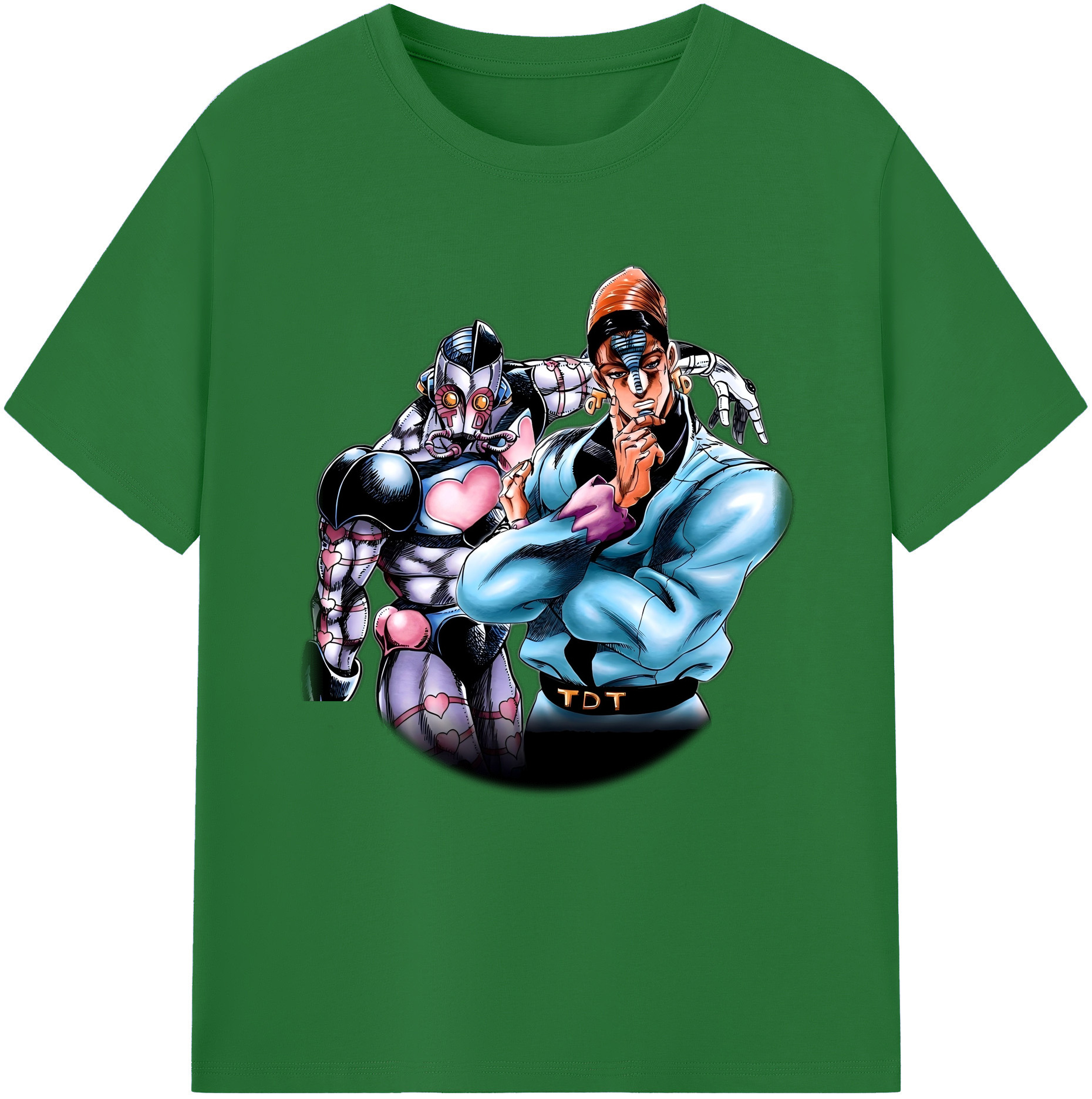 （画像用） ジョジョの奇妙な冒険 ひがしかた じょうすけ JoJo's Bizarre Adventure Higashikata Josuke 綿100％半袖Tシャツ（フロントプリント）