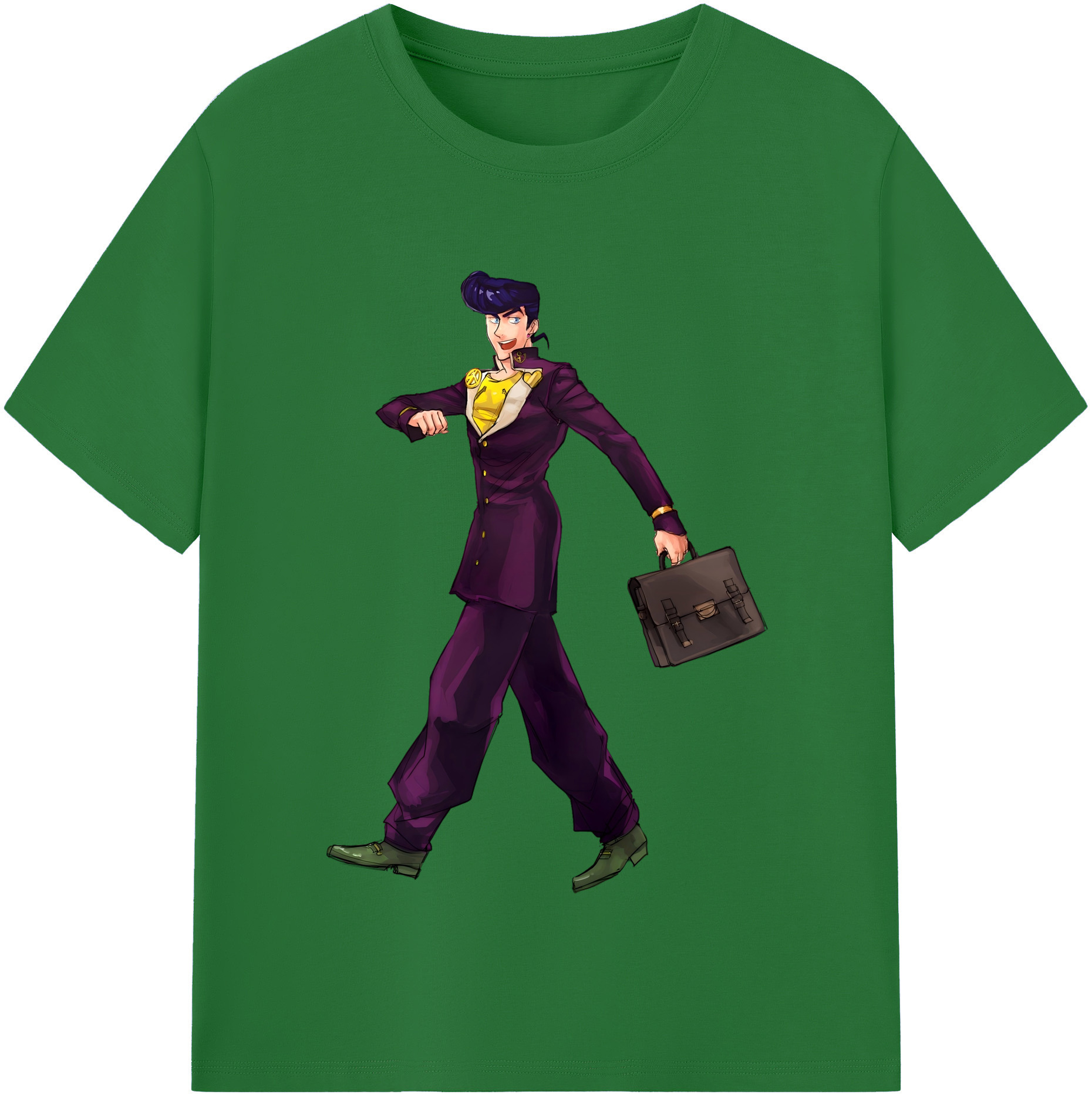 （画像用） ジョジョの奇妙な冒険 ひがしかた じょうすけ JoJo's Bizarre Adventure Higashikata Josuke 綿100％半袖Tシャツ（フロントプリント）