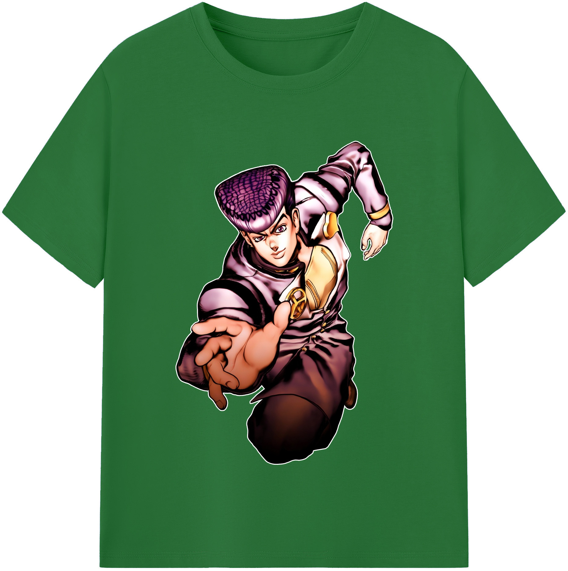 （画像用） ジョジョの奇妙な冒険 ひがしかた じょうすけ JoJo's Bizarre Adventure Higashikata Josuke 綿100％半袖Tシャツ（フロントプリント）