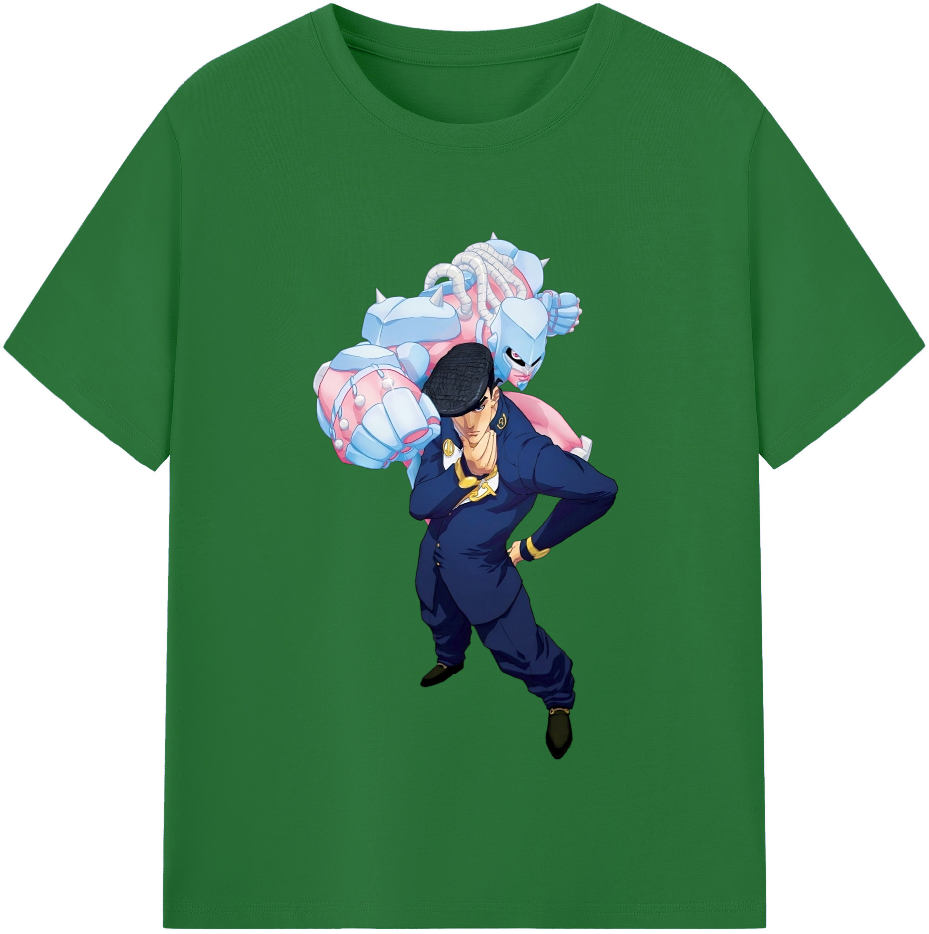 （画像用） ジョジョの奇妙な冒険 ひがしかた じょうすけ JoJo's Bizarre Adventure Higashikata Josuke 綿100％半袖Tシャツ（フロントプリント）