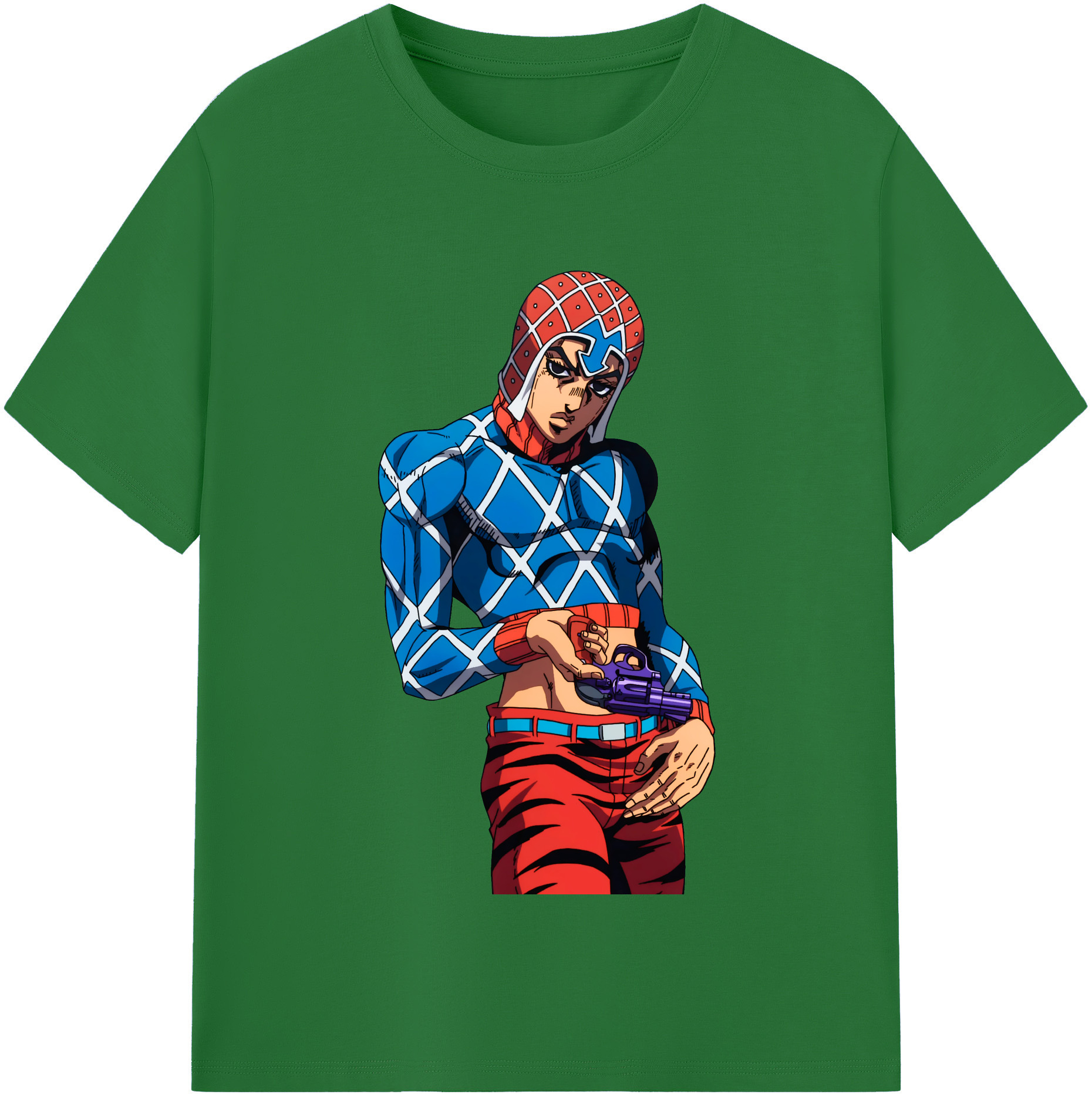 （画像用） ジョジョの奇妙な冒険 グイード?ミスタ JoJo's Bizarre Adventure Guido Mista 綿100％半袖Tシャツ（フロントプリント）