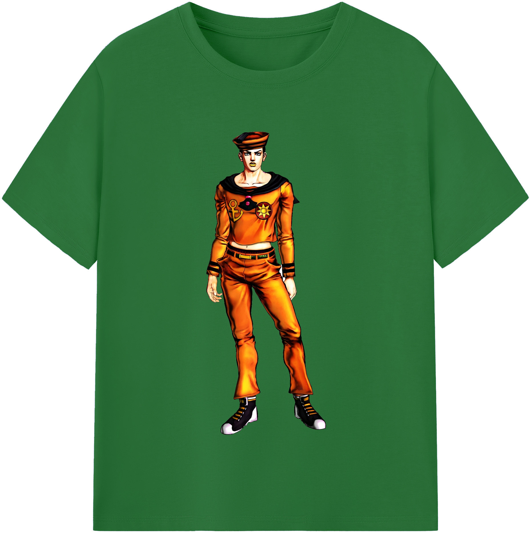 （画像用） ジョジョの奇妙な冒険 東方定助 JoJo's Bizarre Adventure Higashikata Josuke 綿100％半袖Tシャツ（フロントプリント）