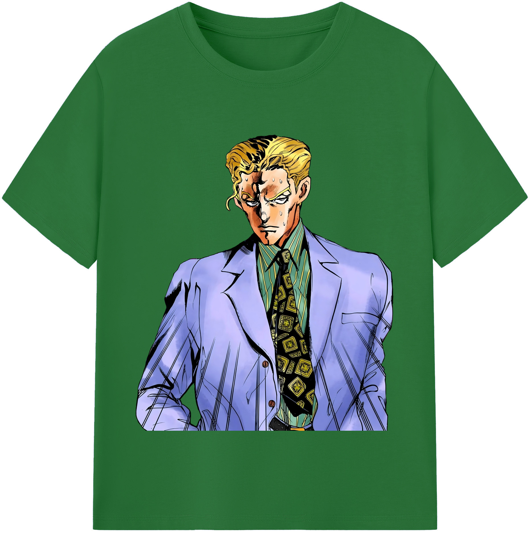（画像用） ジョジョの奇妙な冒険 きら よしかげ JoJo's Bizarre Adventure Kira Yoshikage 綿100％半袖Tシャツ（フロントプリント）