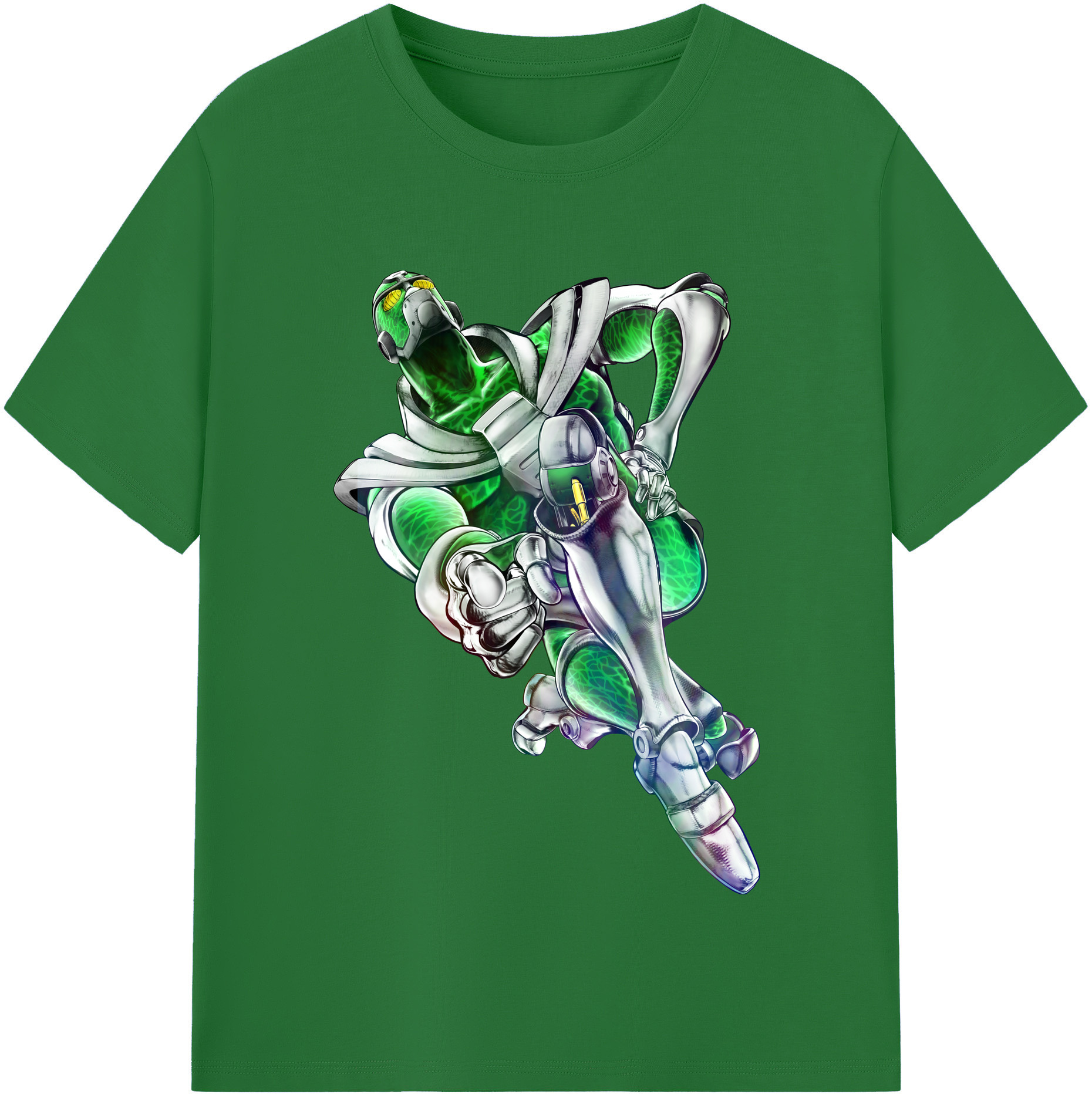 （画像用） ジョジョの奇妙な冒険 花京院 典明（かきょういん のりあき） JoJo's Bizarre Adventure Kakyoin Noriaki 綿100％半袖Tシャツ（フロントプリント）