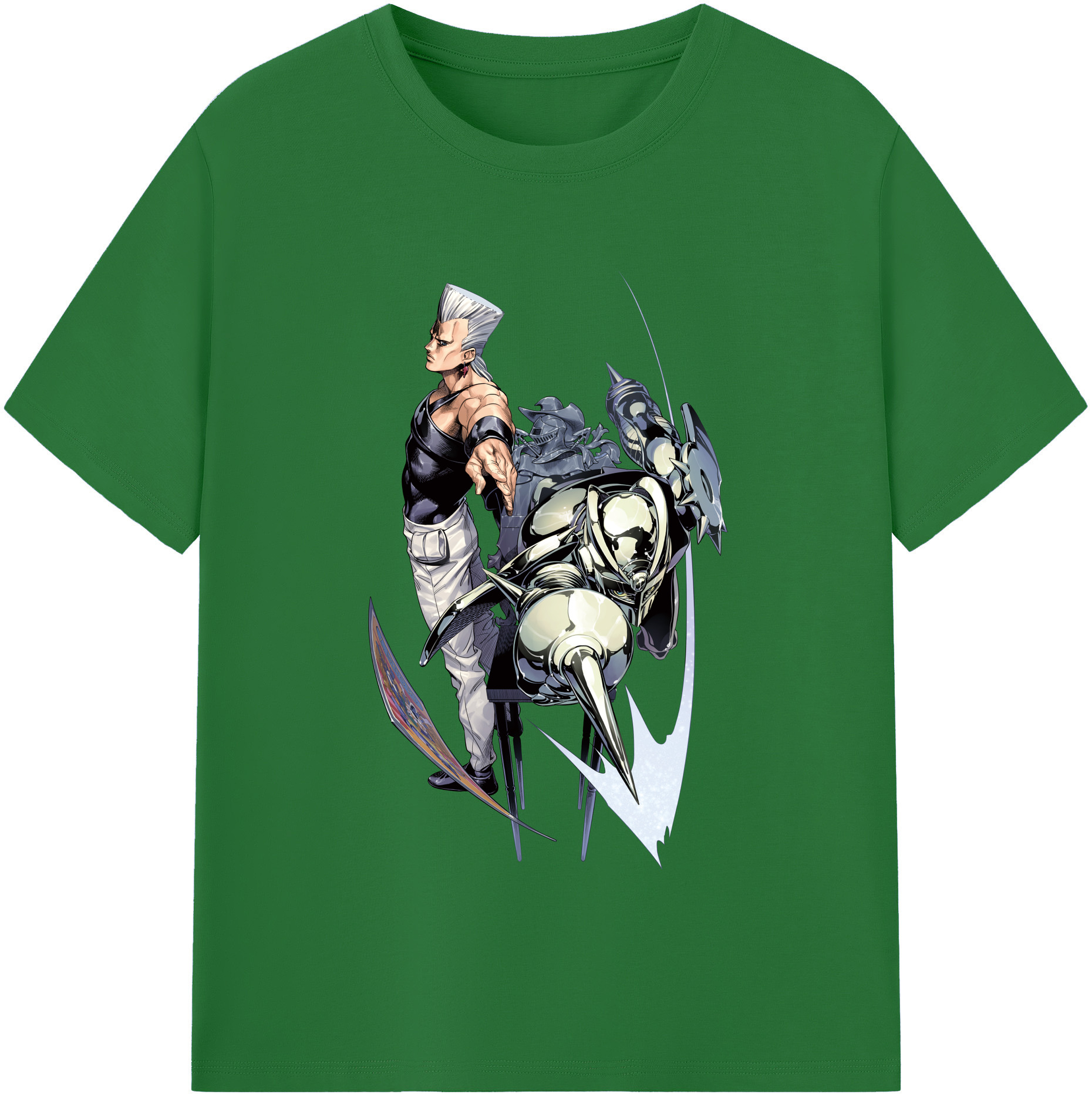 （画像用） ジョジョの奇妙な冒険 ジャン＝ピエール?ポルナレフ JoJo's Bizarre Adventure Jan Pierre Polnareff 綿100％半袖Tシャツ（フロントプリント）