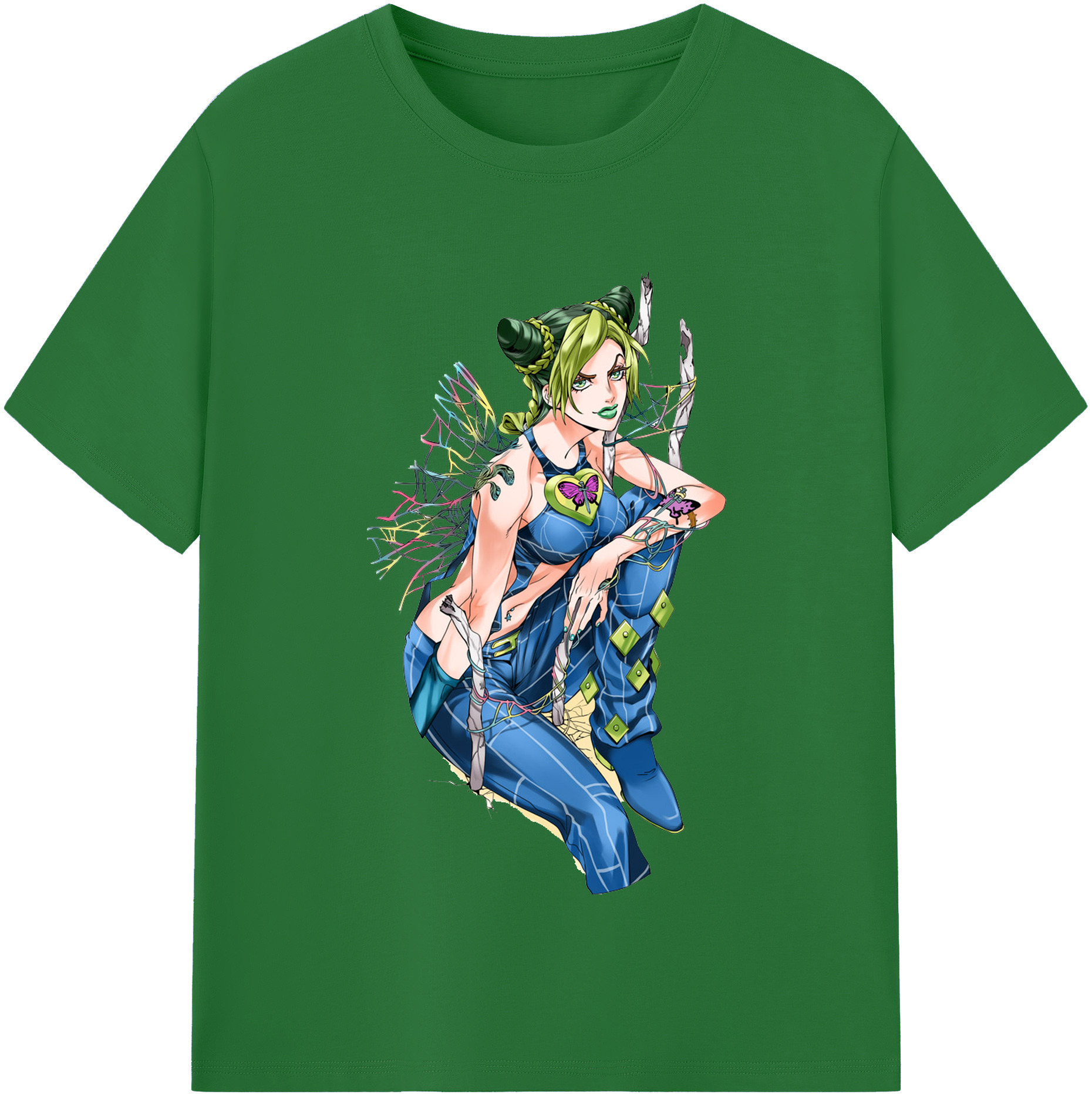 （画像用） "ジョジョの奇妙な冒険 くうじょう ジョリーン JoJo's Bizarre Adventure Jolyne Cujoh " 綿100％半袖Tシャツ（フロントプリント）