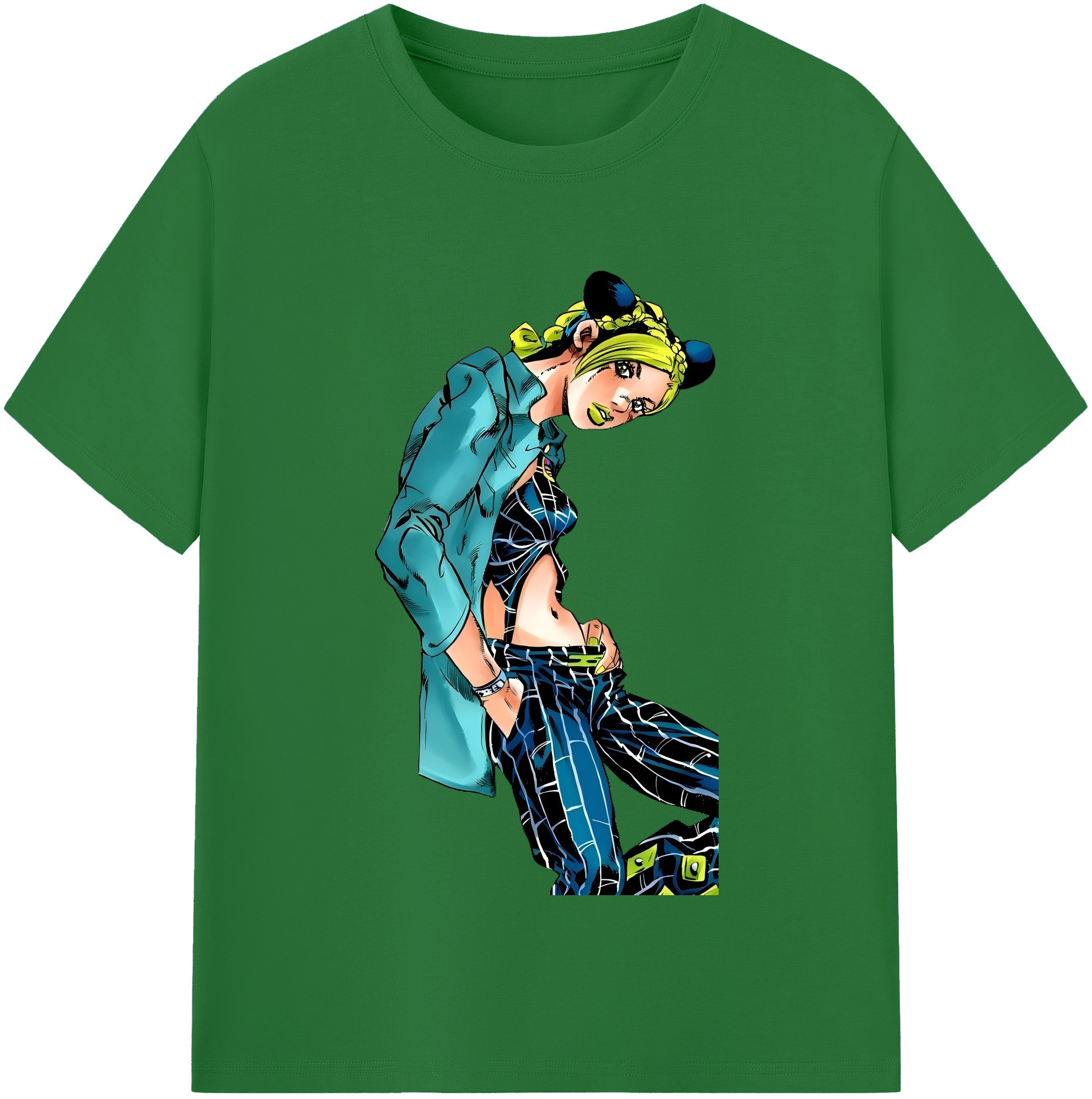 （画像用） "ジョジョの奇妙な冒険 くうじょう ジョリーン JoJo's Bizarre Adventure Jolyne Cujoh " 綿100％半袖Tシャツ（フロントプリント）