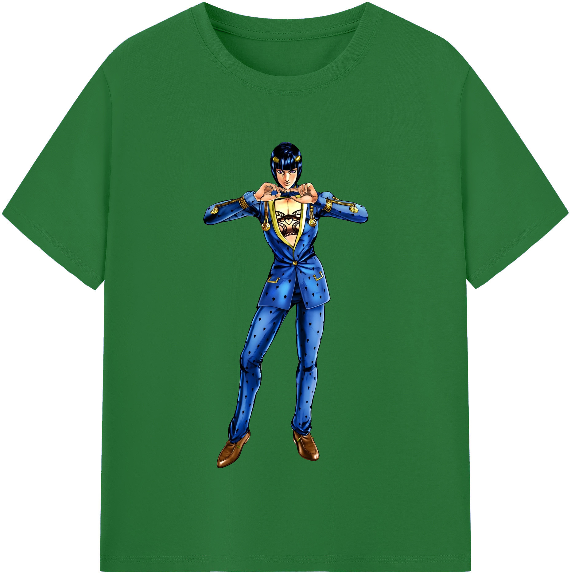 （画像用） ジョジョの奇妙な冒険 ブローノ?ブチャラティ JoJo's Bizarre Adventure Bruno Bucciarati 綿100％半袖Tシャツ（フロントプリント）