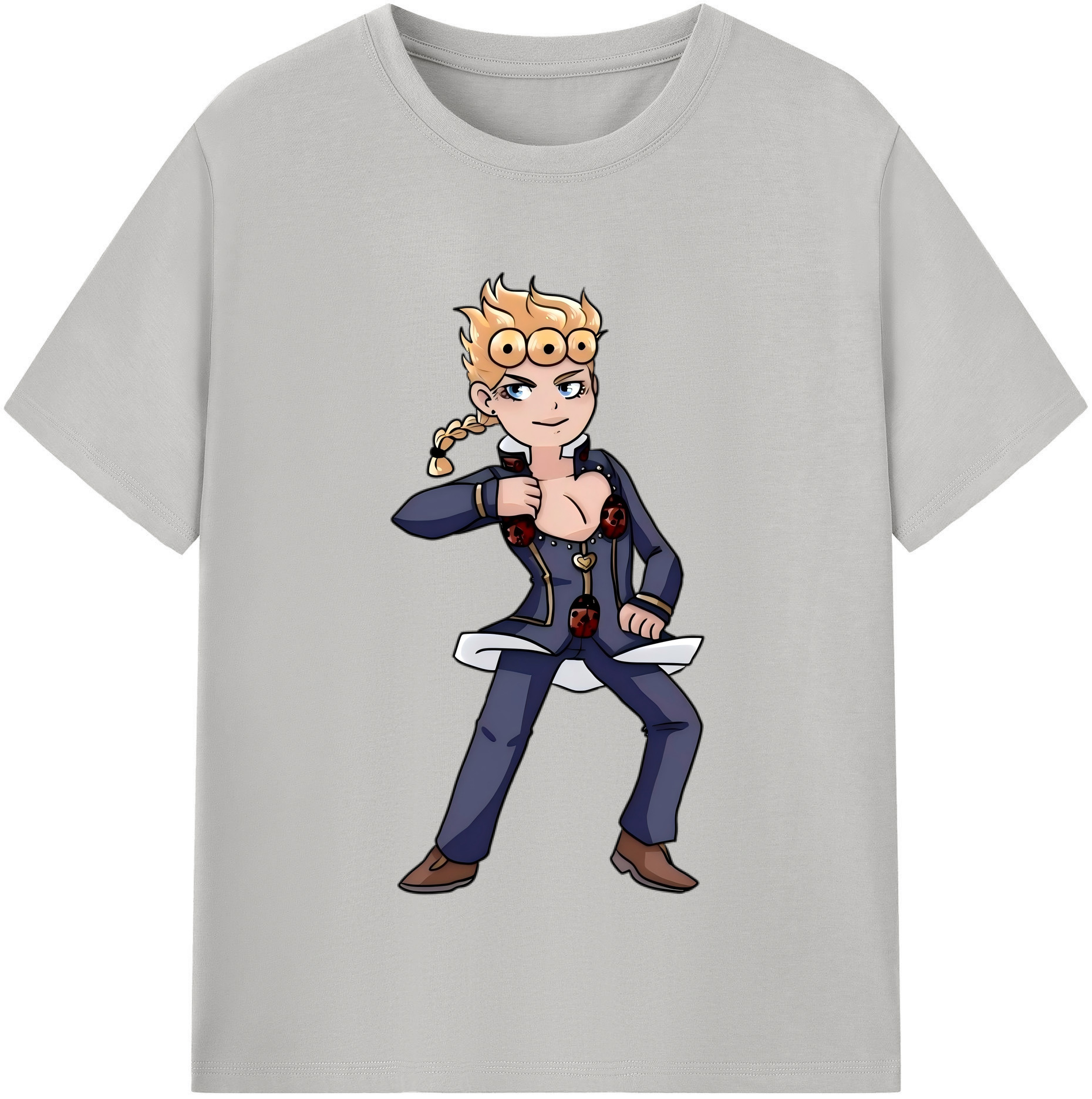 （画像用） ジョジョの奇妙な冒険 ジョルノ?ジョバァーナ JoJo's Bizarre Adventure Giorno Giovanna 綿100％半袖Tシャツ（フロントプリント）