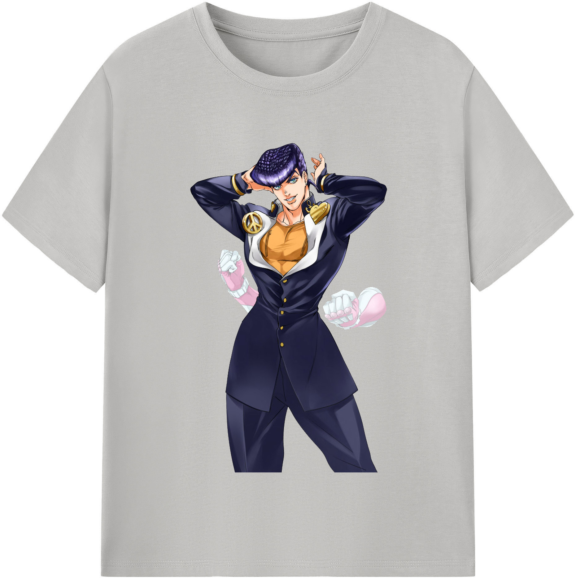 （画像用） ジョジョの奇妙な冒険 ひがしかた じょうすけ JoJo's Bizarre Adventure Higashikata Josuke 綿100％半袖Tシャツ（フロントプリント）