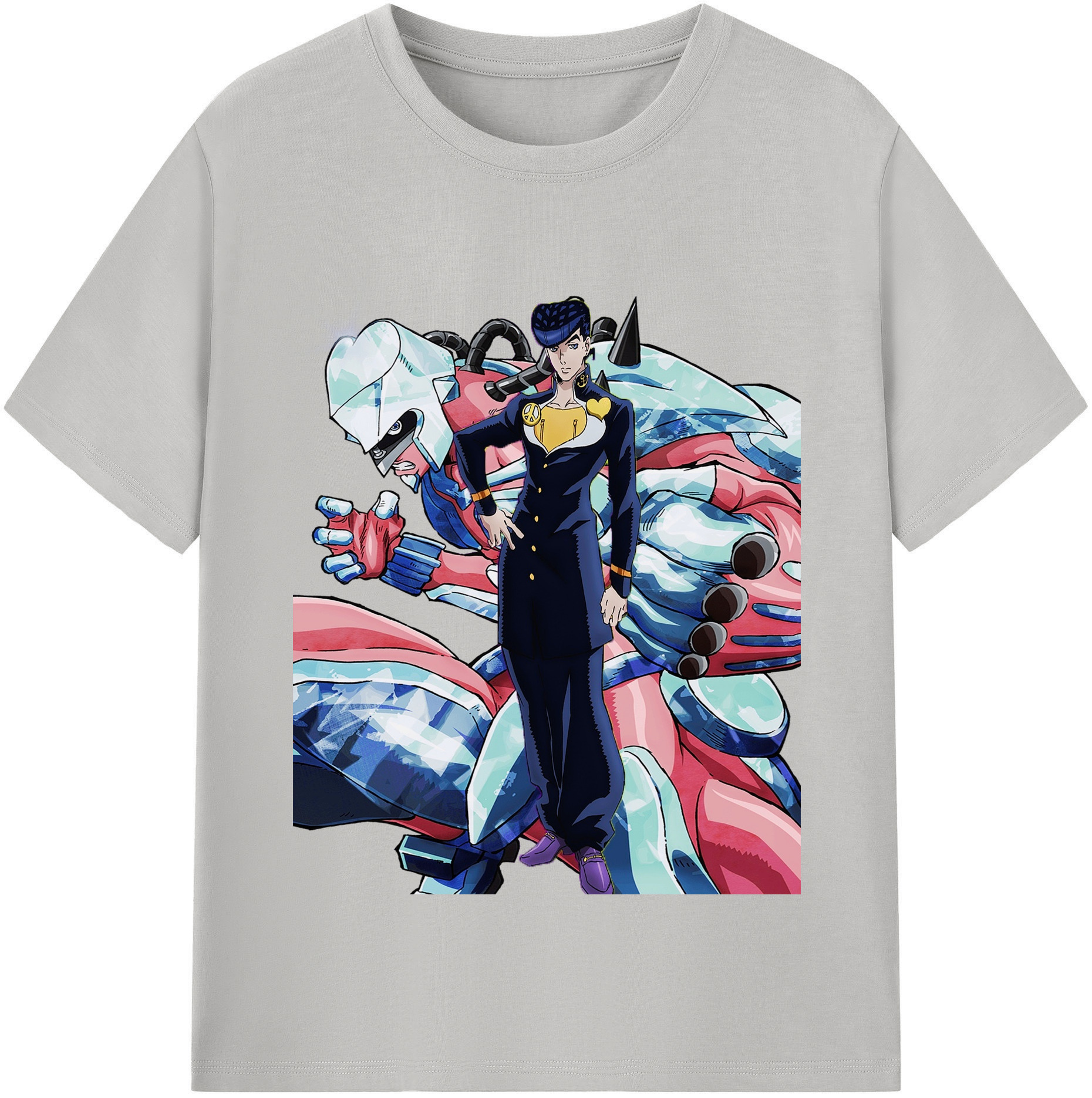（画像用） ジョジョの奇妙な冒険 ひがしかた じょうすけ JoJo's Bizarre Adventure Higashikata Josuke 綿100％半袖Tシャツ（フロントプリント）