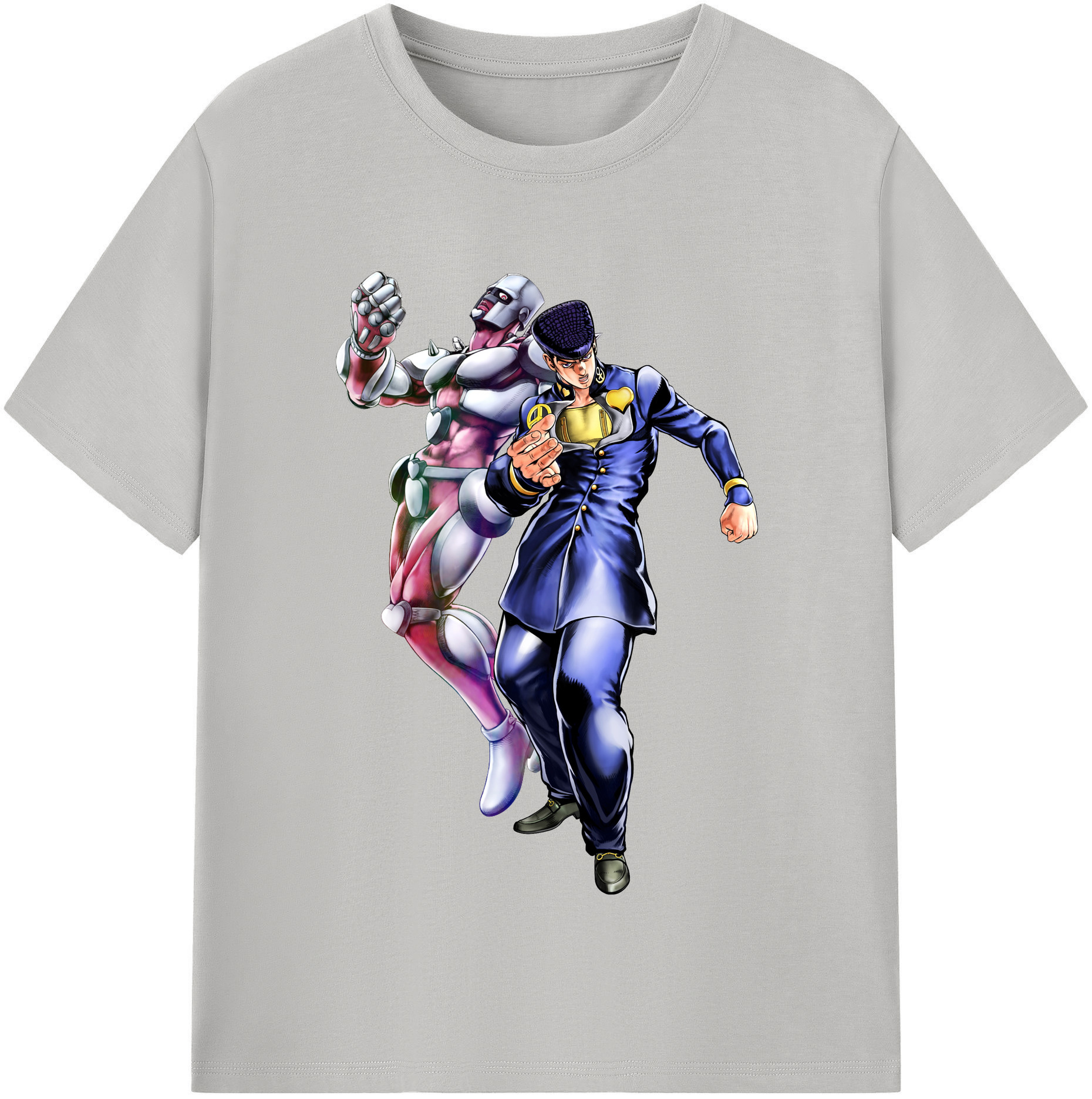 （画像用） ジョジョの奇妙な冒険 ひがしかた じょうすけ JoJo's Bizarre Adventure Higashikata Josuke 綿100％半袖Tシャツ（フロントプリント）