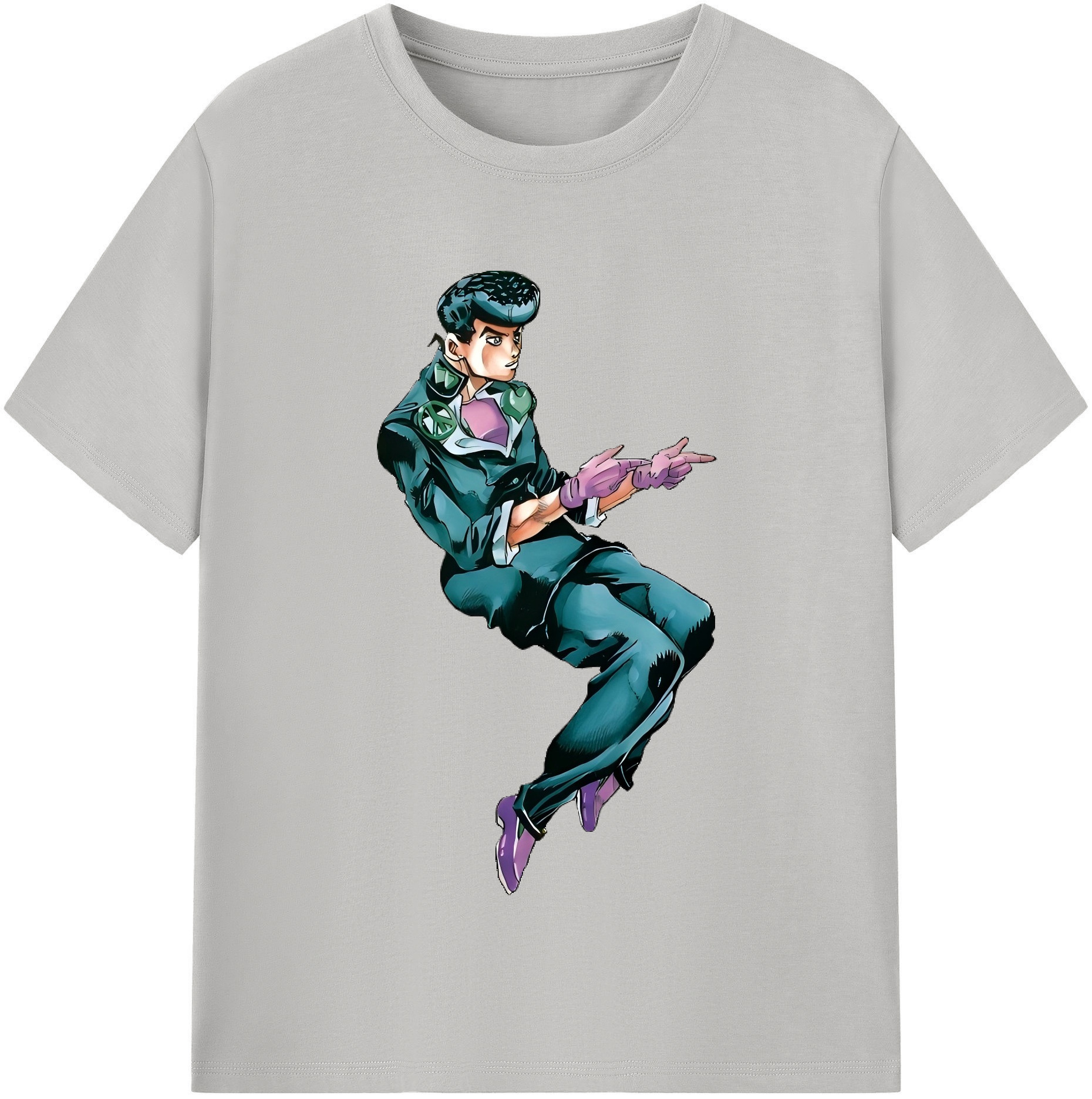 （画像用） ジョジョの奇妙な冒険 ひがしかた じょうすけ JoJo's Bizarre Adventure Higashikata Josuke 綿100％半袖Tシャツ（フロントプリント）