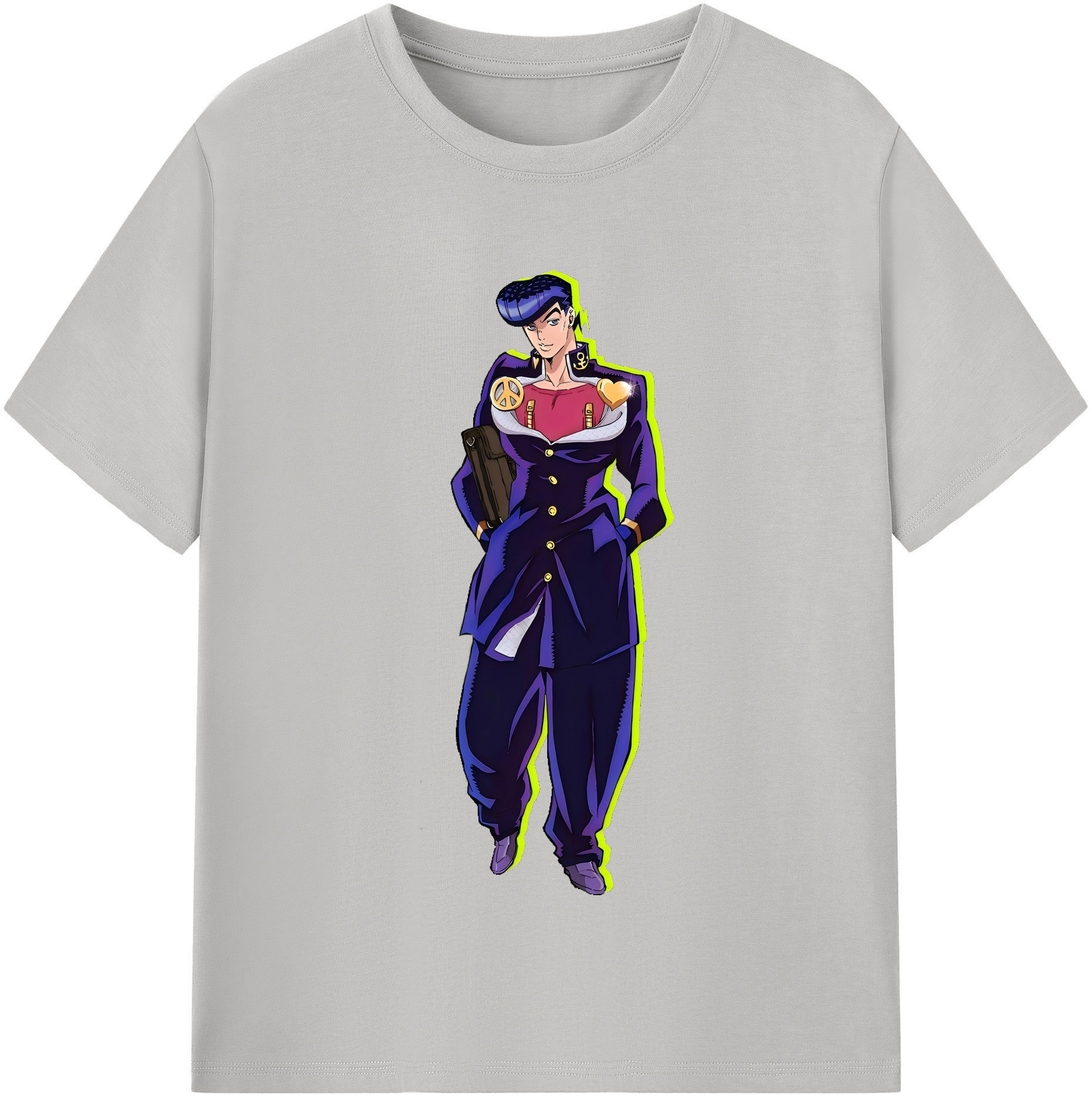 （画像用） ジョジョの奇妙な冒険 ひがしかた じょうすけ JoJo's Bizarre Adventure Higashikata Josuke 綿100％半袖Tシャツ（フロントプリント）