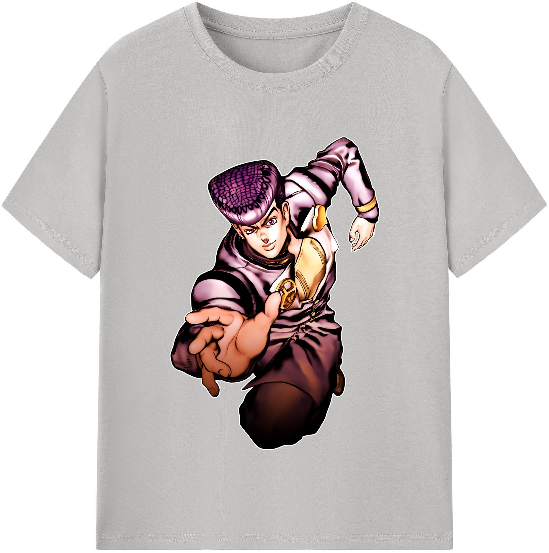 （画像用） ジョジョの奇妙な冒険 ひがしかた じょうすけ JoJo's Bizarre Adventure Higashikata Josuke 綿100％半袖Tシャツ（フロントプリント）