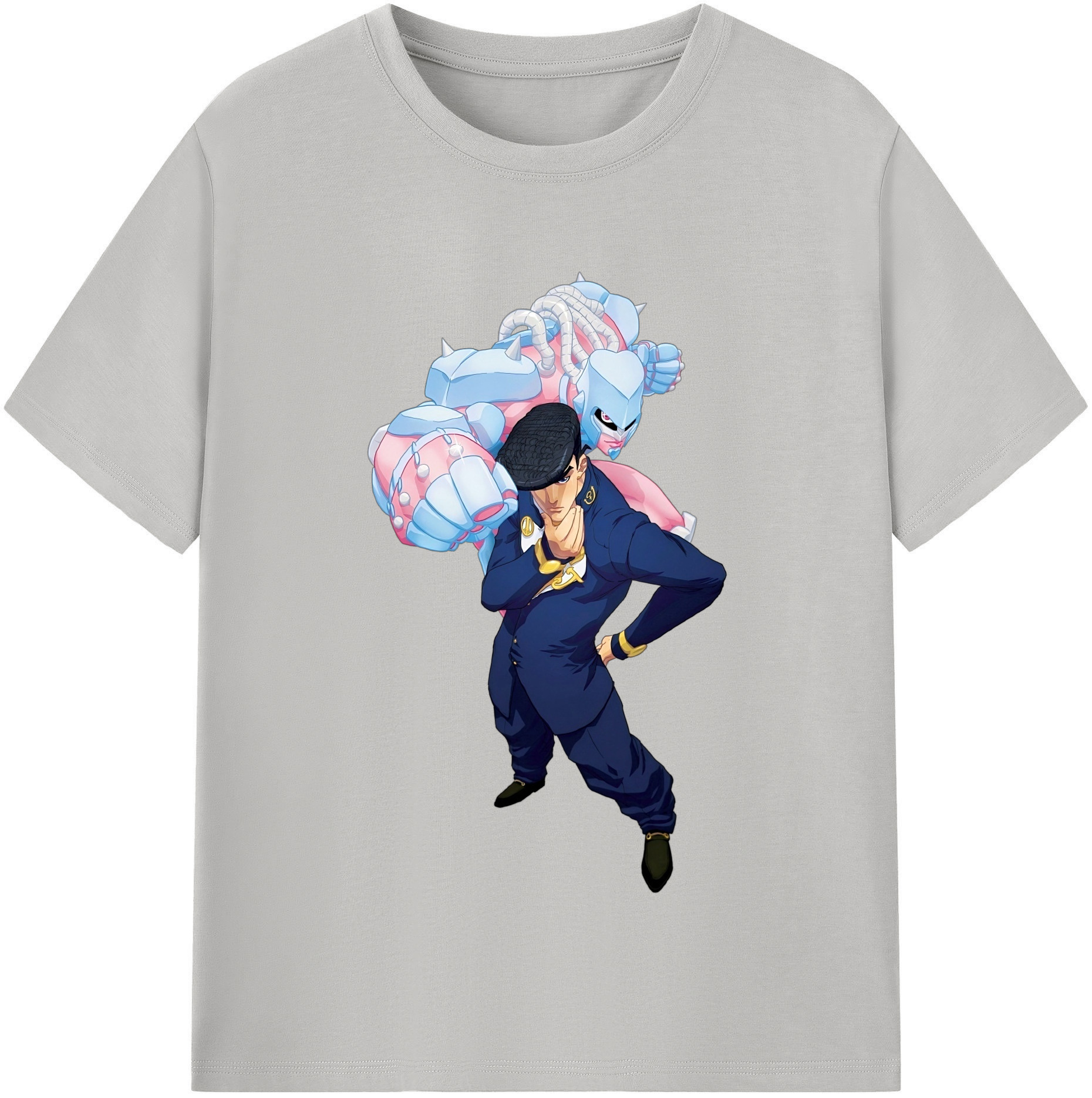 （画像用） ジョジョの奇妙な冒険 ひがしかた じょうすけ JoJo's Bizarre Adventure Higashikata Josuke 綿100％半袖Tシャツ（フロントプリント）