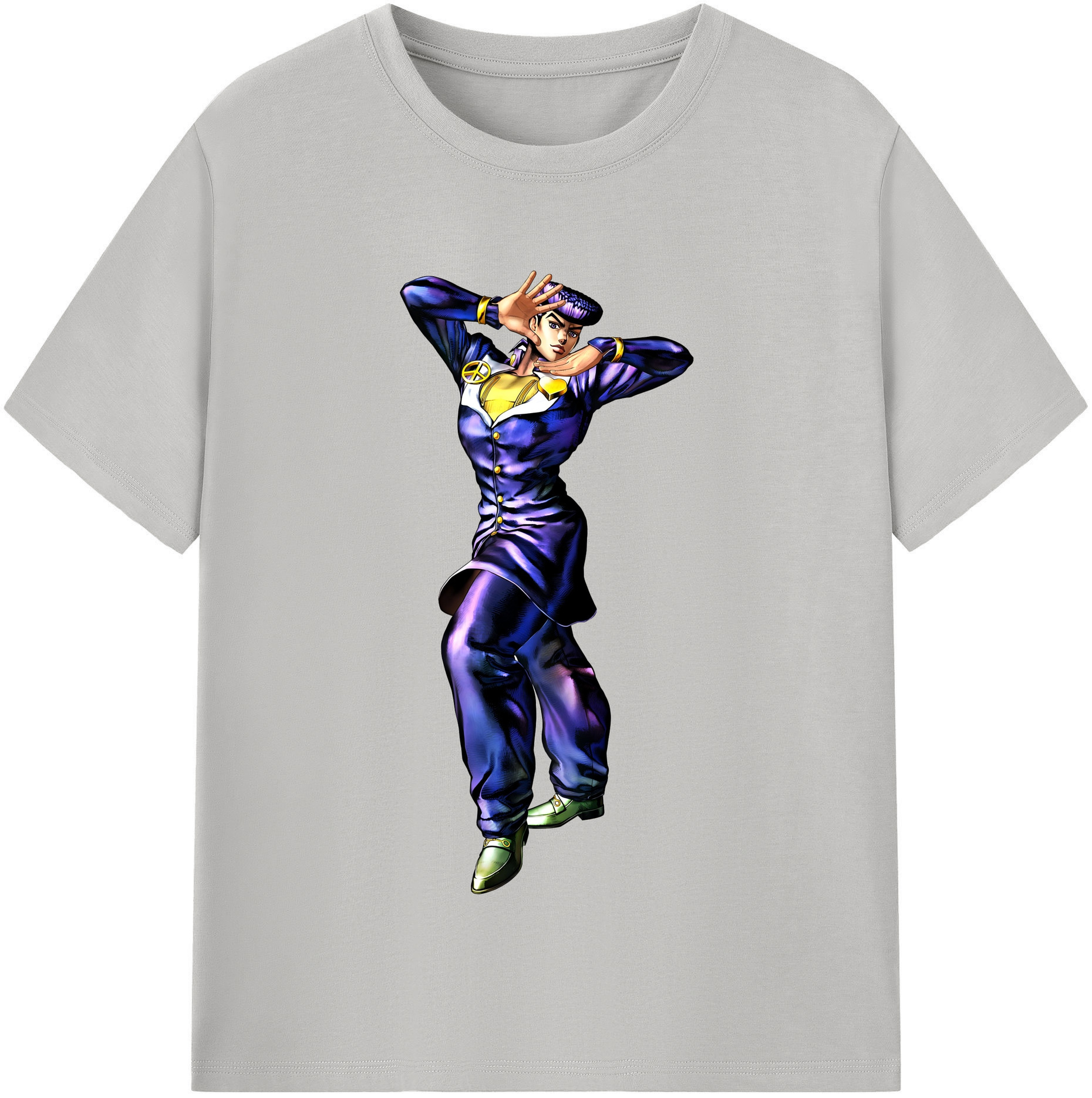 （画像用） ジョジョの奇妙な冒険 ひがしかた じょうすけ JoJo's Bizarre Adventure Higashikata Josuke 綿100％半袖Tシャツ（フロントプリント）