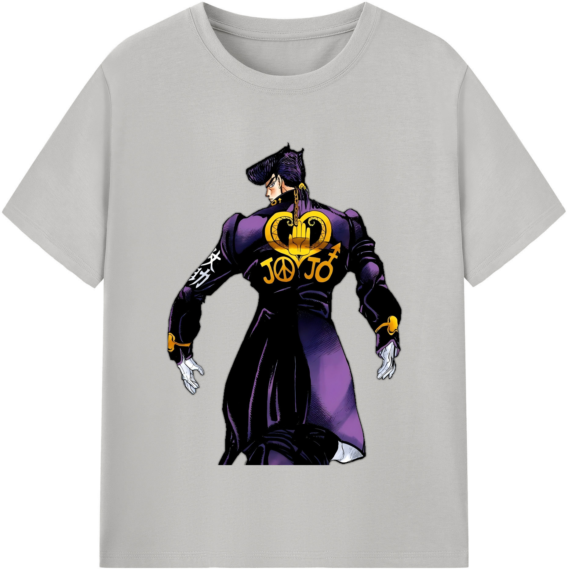 （画像用） ジョジョの奇妙な冒険 ひがしかた じょうすけ JoJo's Bizarre Adventure Higashikata Josuke 綿100％半袖Tシャツ（フロントプリント）