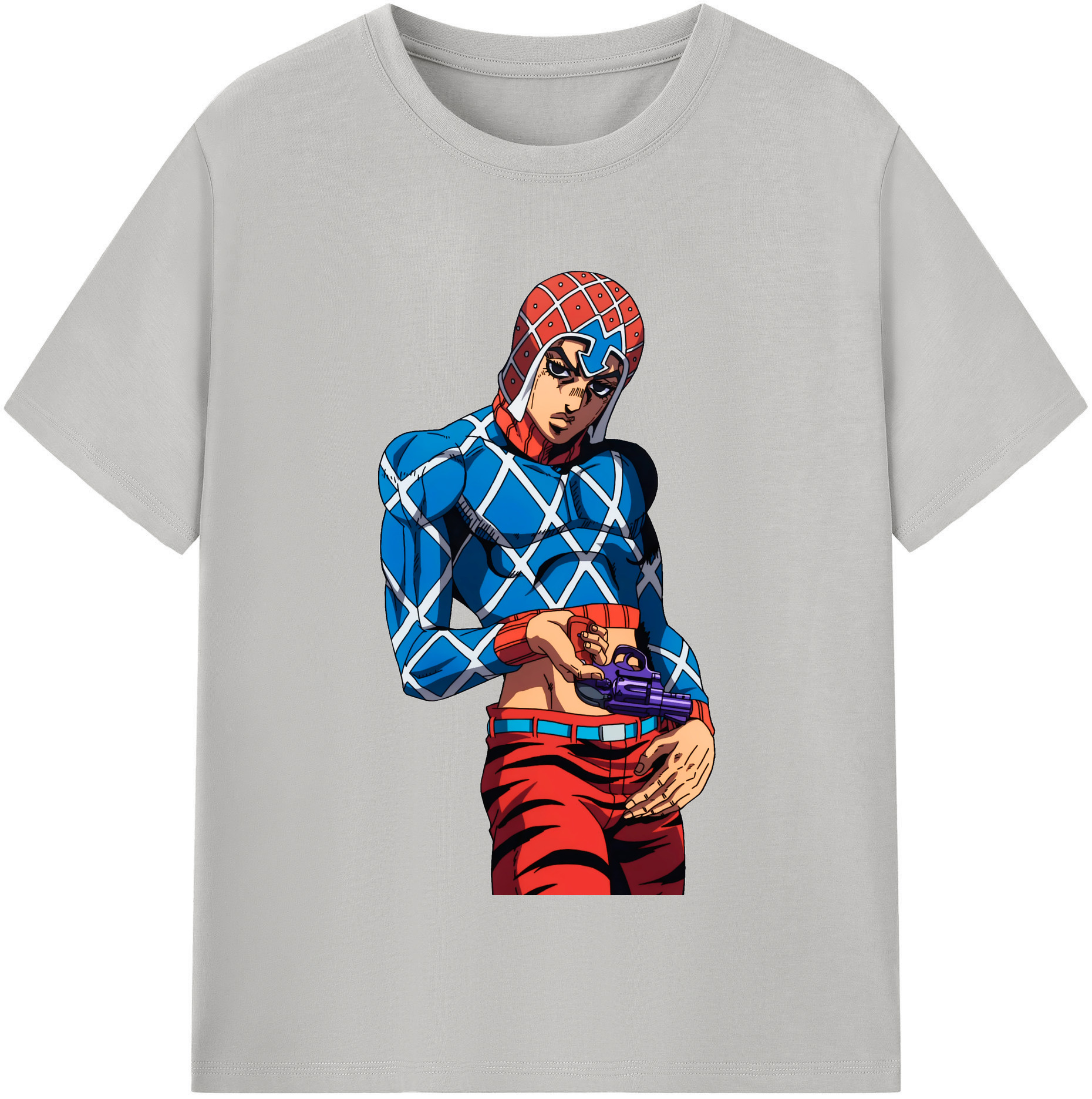 （画像用） ジョジョの奇妙な冒険 グイード?ミスタ JoJo's Bizarre Adventure Guido Mista 綿100％半袖Tシャツ（フロントプリント）