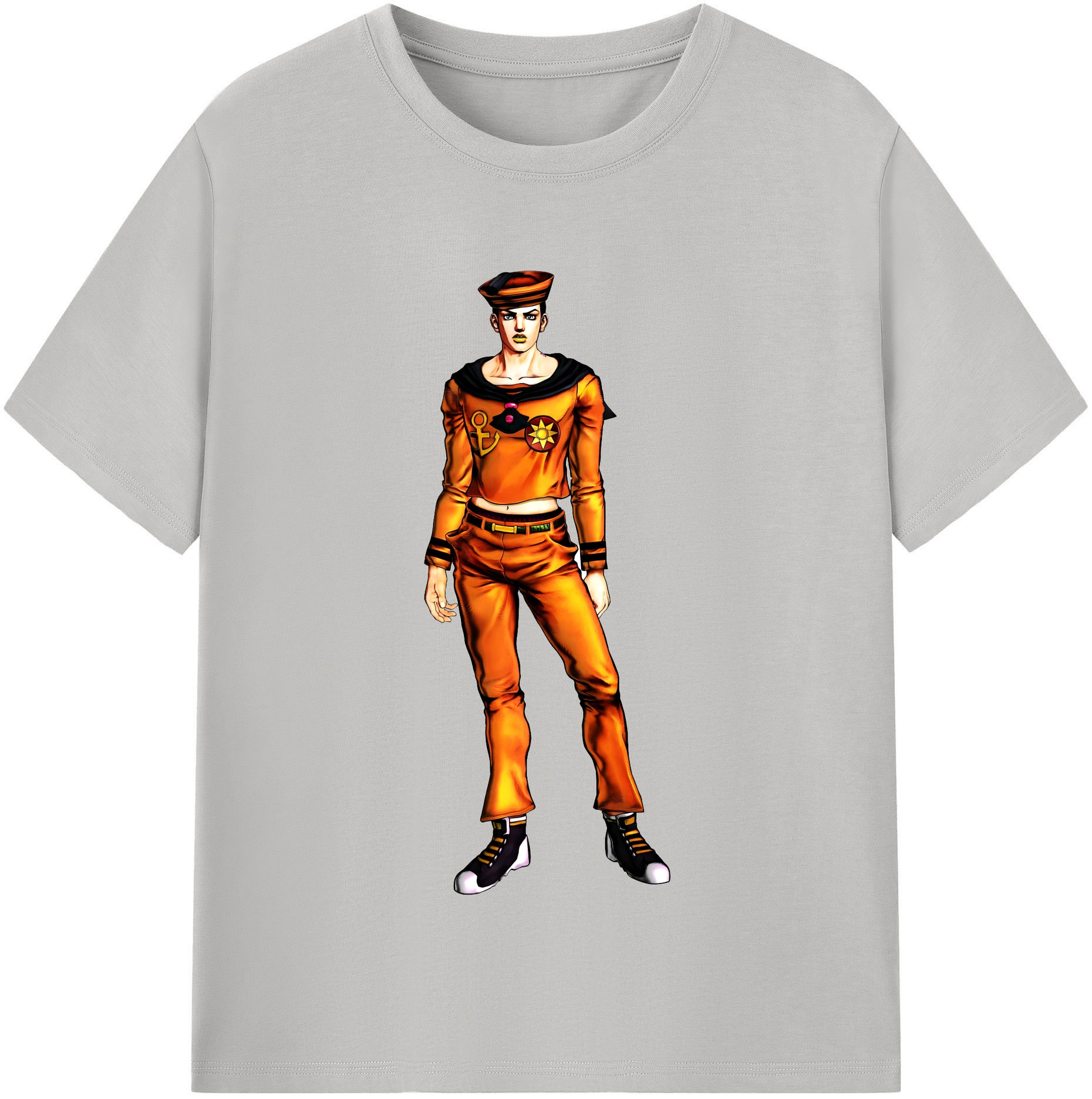 （画像用） ジョジョの奇妙な冒険 東方定助 JoJo's Bizarre Adventure Higashikata Josuke 綿100％半袖Tシャツ（フロントプリント）