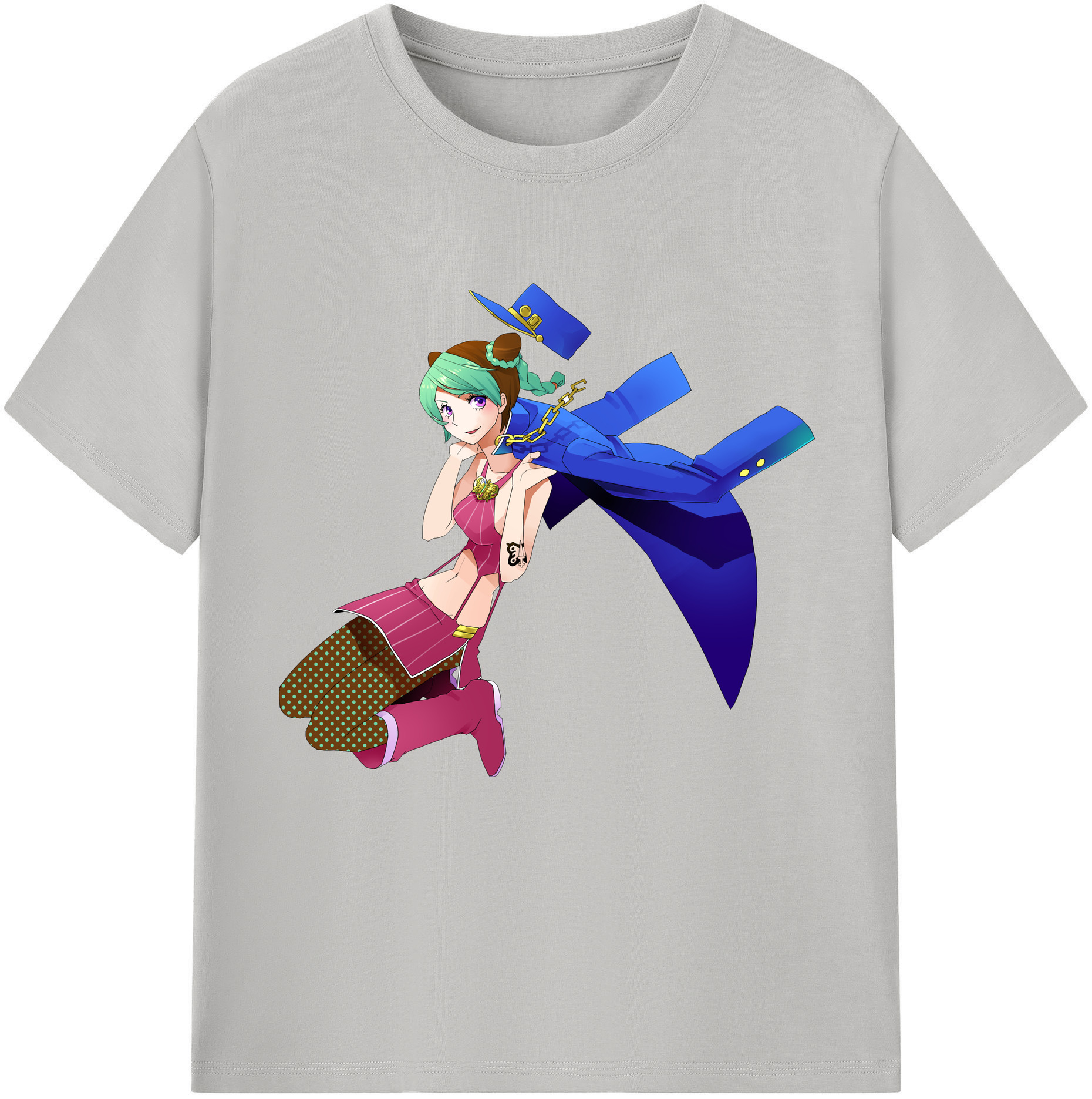 （画像用） "ジョジョの奇妙な冒険 くうじょう ジョリーン JoJo's Bizarre Adventure Jolyne Cujoh " 綿100％半袖Tシャツ（フロントプリント）