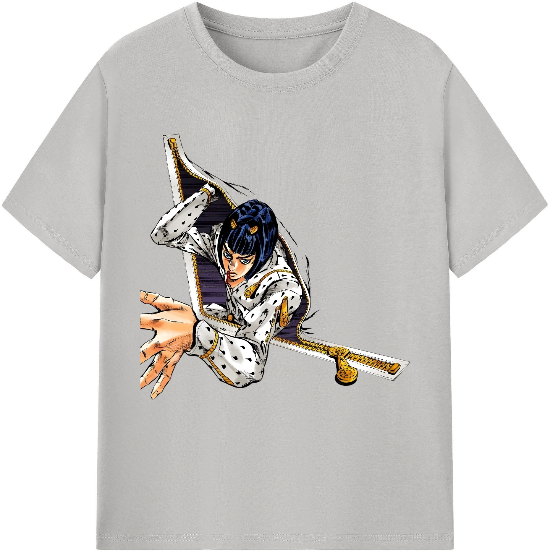 （画像用） ジョジョの奇妙な冒険 ブローノ?ブチャラティ JoJo's Bizarre Adventure Bruno Bucciarati 綿100％半袖Tシャツ（フロントプリント）
