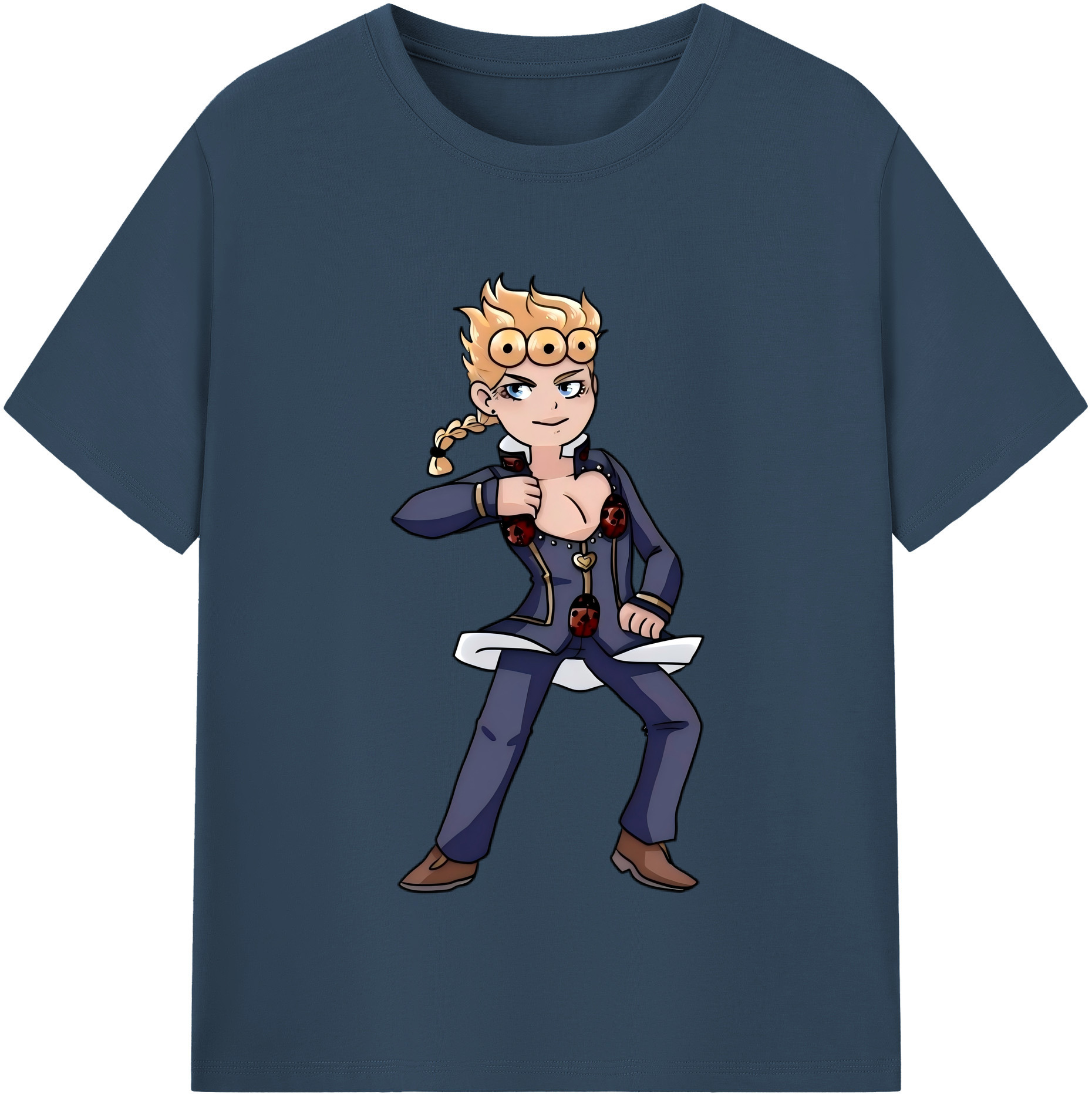 （画像用） ジョジョの奇妙な冒険 ジョルノ?ジョバァーナ JoJo's Bizarre Adventure Giorno Giovanna 綿100％半袖Tシャツ（フロントプリント）