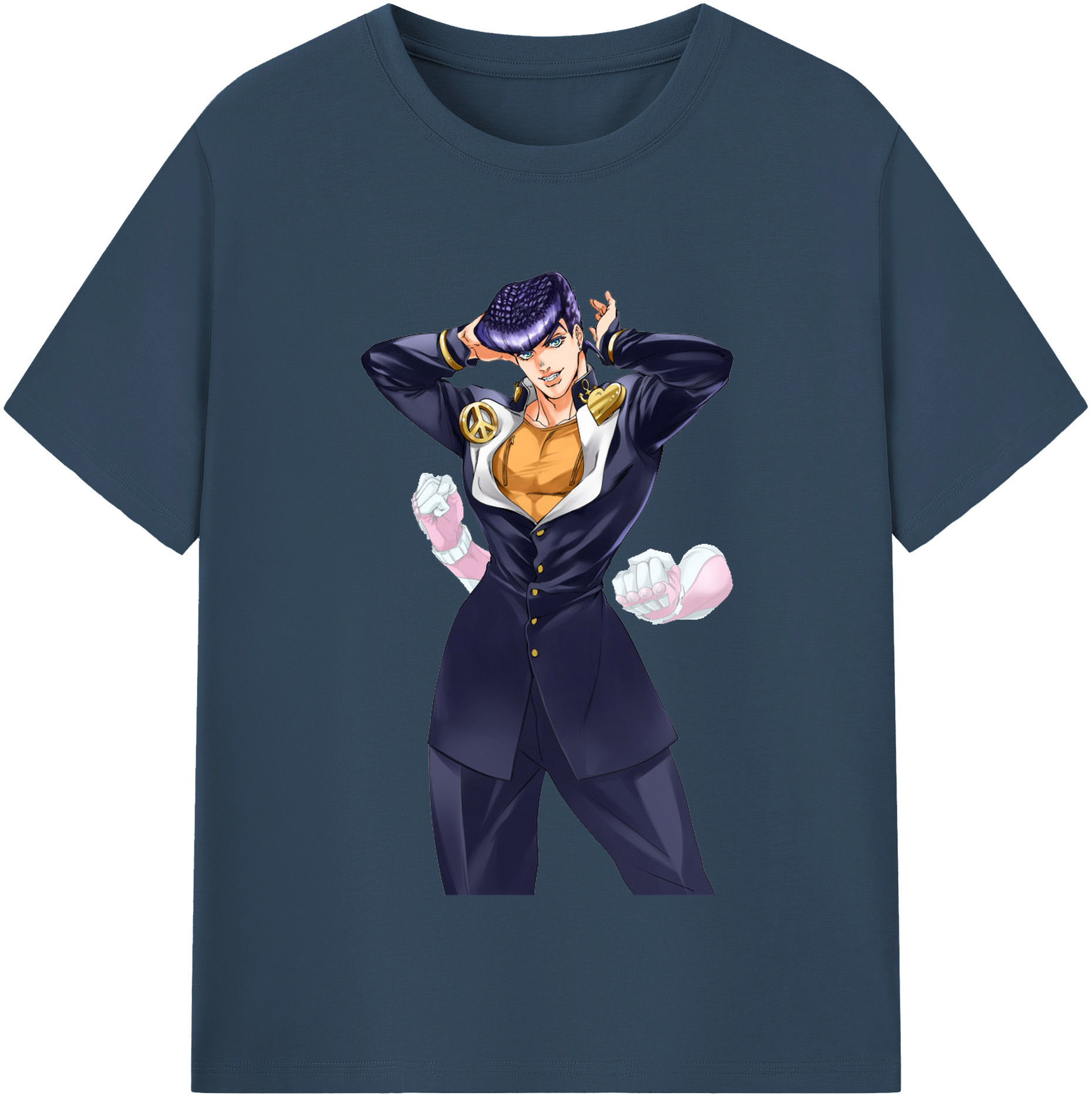 （画像用） ジョジョの奇妙な冒険 ひがしかた じょうすけ JoJo's Bizarre Adventure Higashikata Josuke 綿100％半袖Tシャツ（フロントプリント）